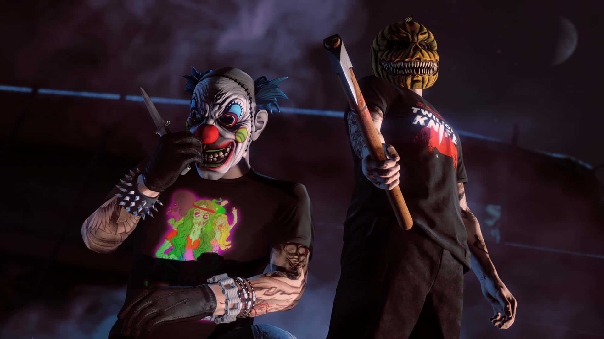 Halloween Games, clown makeup, skull mask, Full HD Desktop Wallpaper