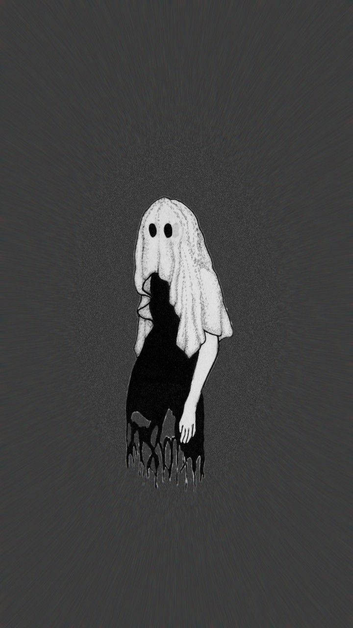 Halloween Grunge, ghost girl, white sheet, HD Phone Wallpaper