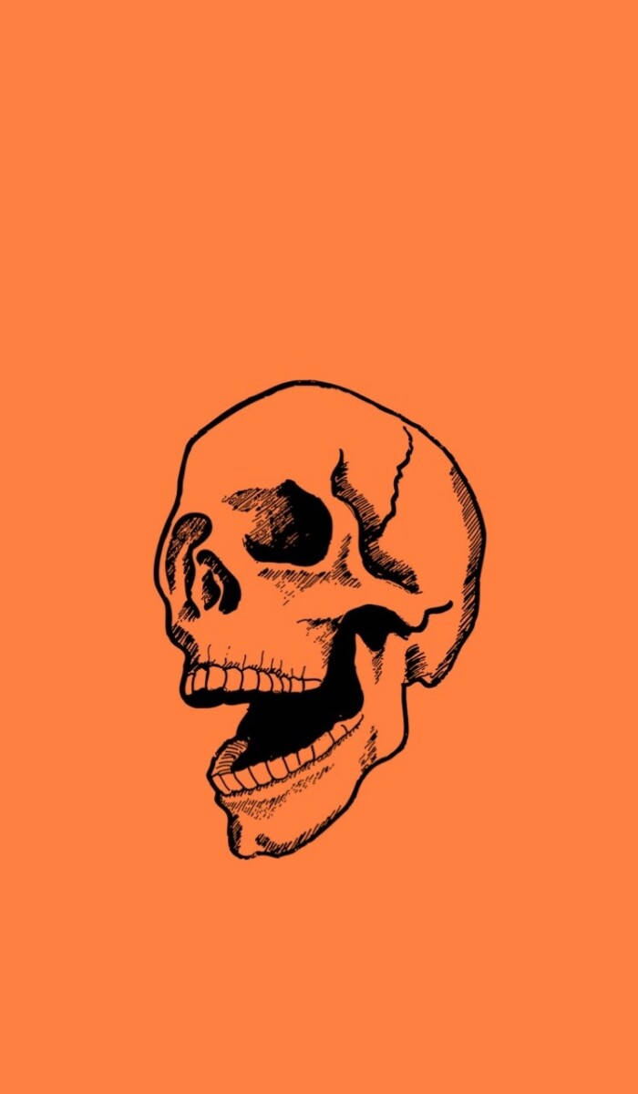Halloween Grunge, orange skull, cracked crown, SD Phone Wallpaper