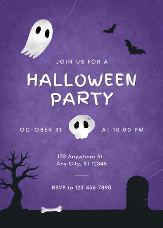 Halloween Invitations, spooky purple, ghosts, SD Phone Wallpaper
