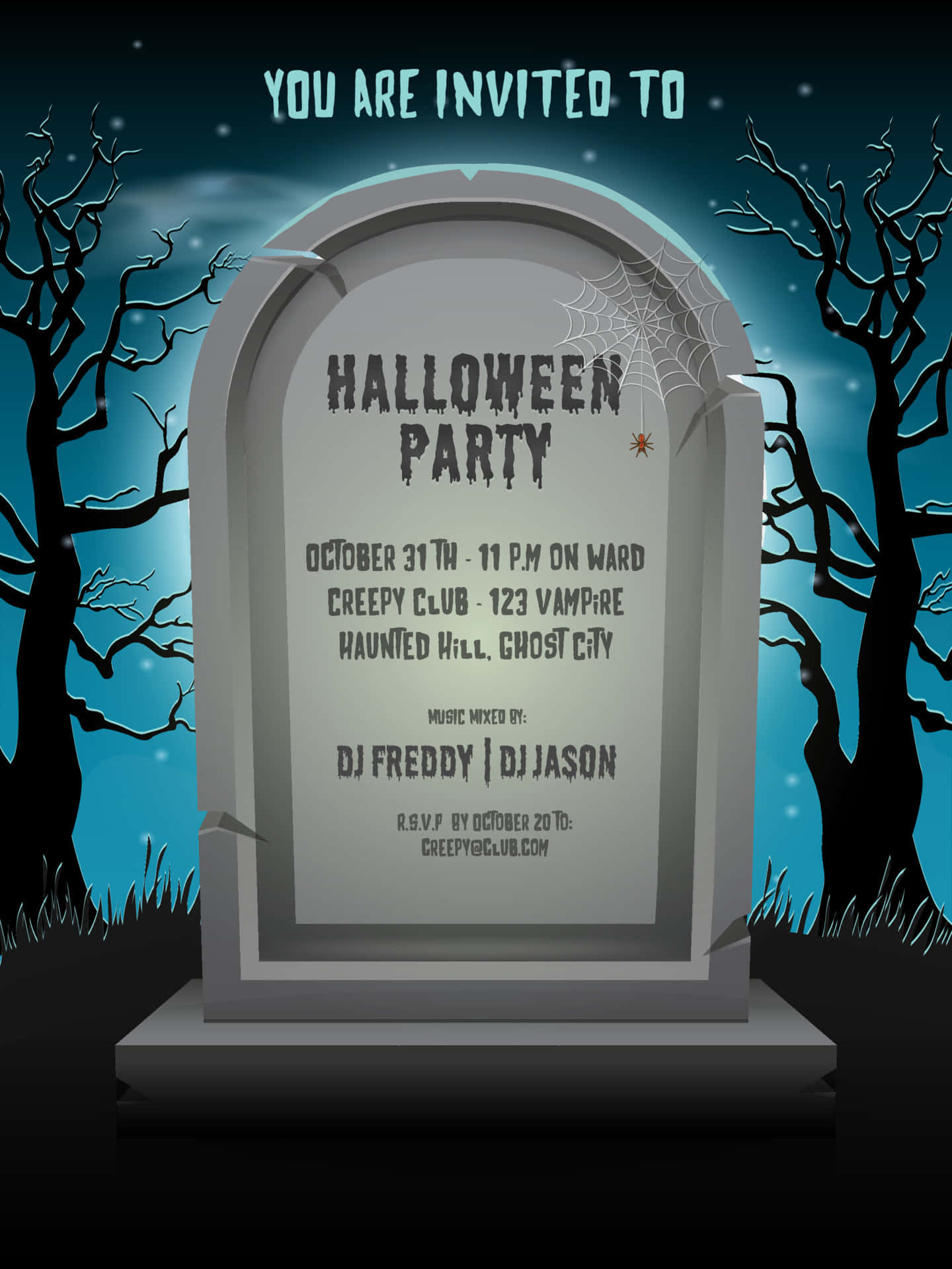 tombstone, Halloween party, starry night sky, Full HD Phone Wallpaper