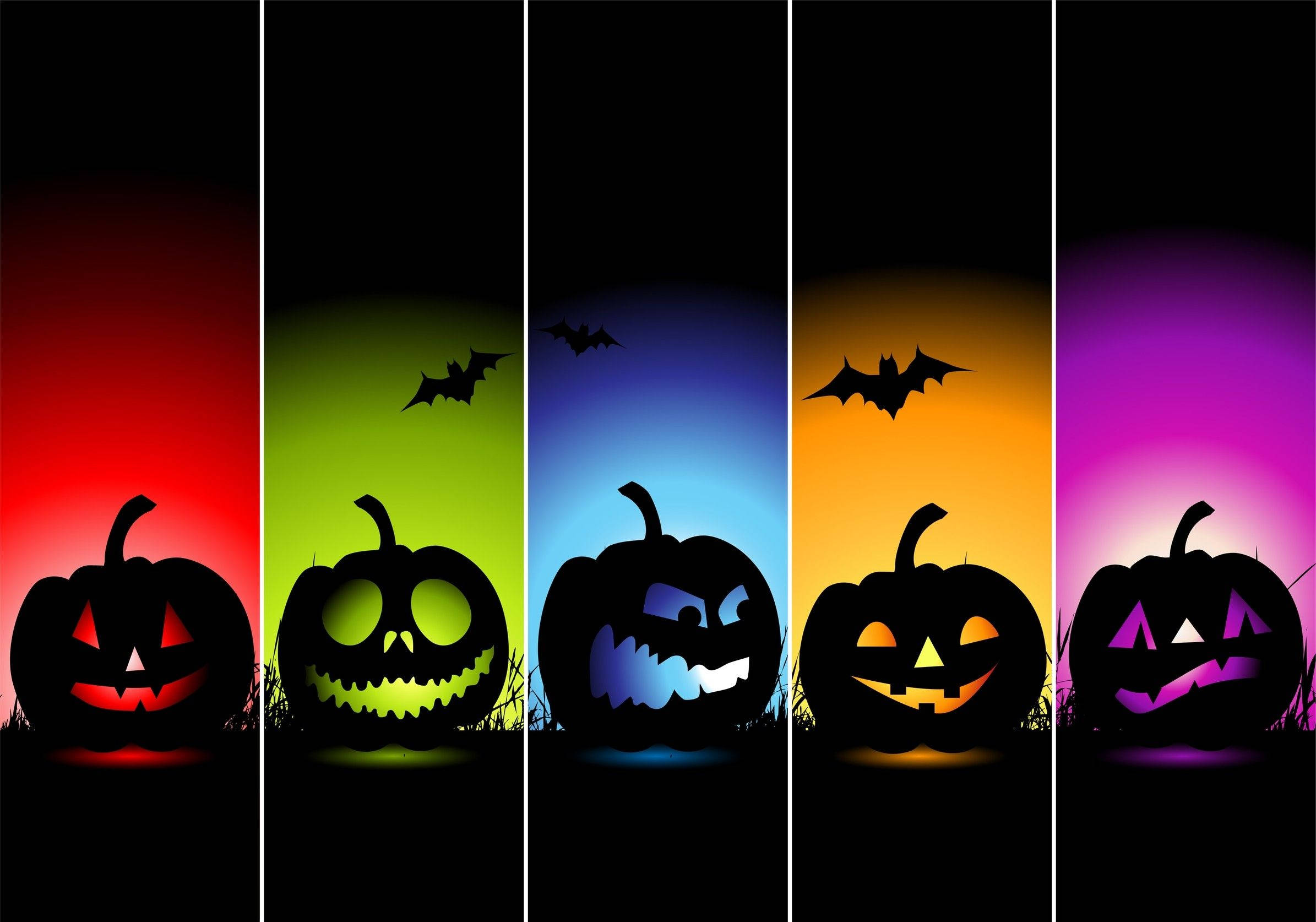 Halloween iPad, jack-o'-lanterns, bats, Full HD Desktop Wallpaper