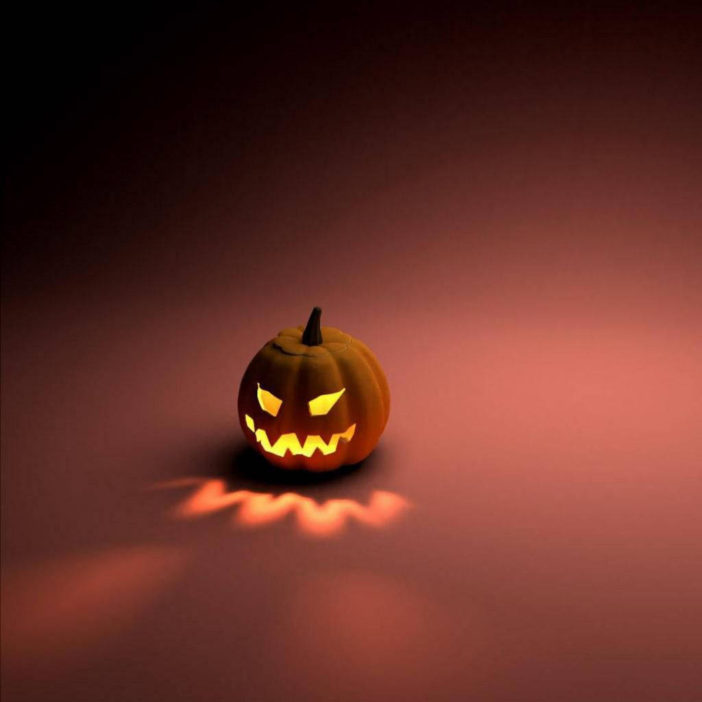 Halloween iPad, jack-o'-lantern, eerie orange light, SD Desktop Wallpaper