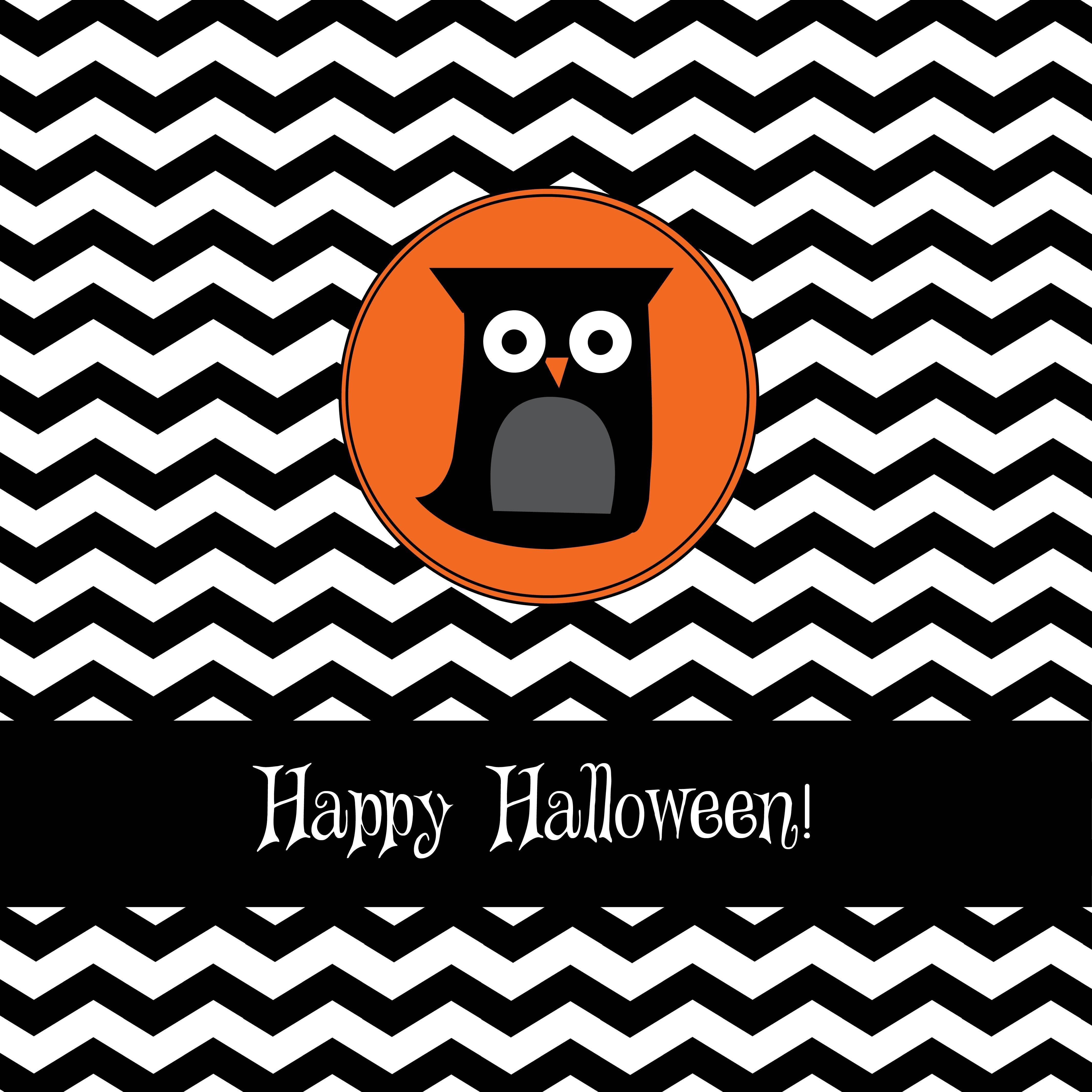 Halloween iPad, cartoon owl, orange circle, 4K Desktop Wallpaper