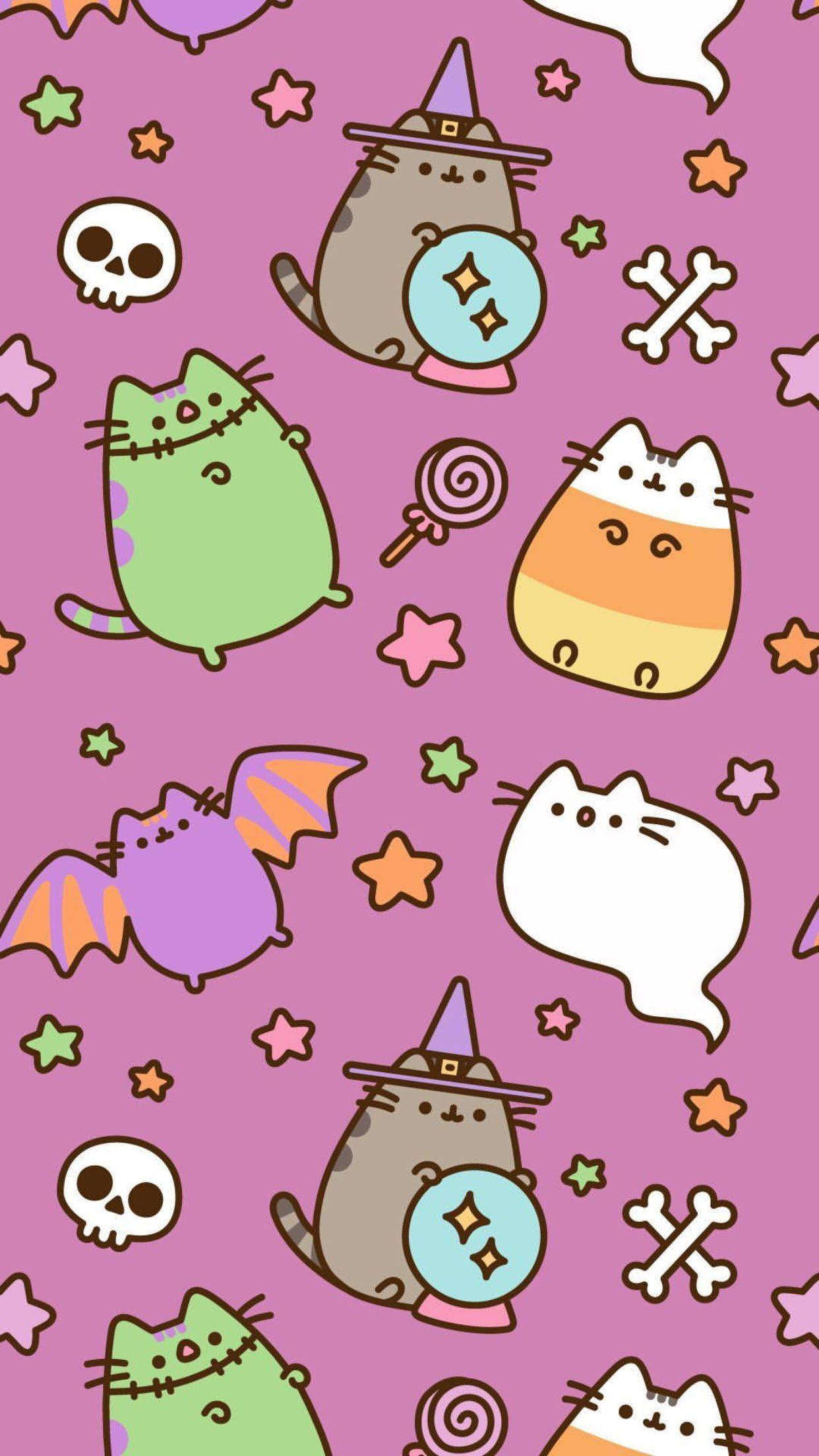 Halloween iPad, cartoon cats, witches, Full HD Phone Wallpaper