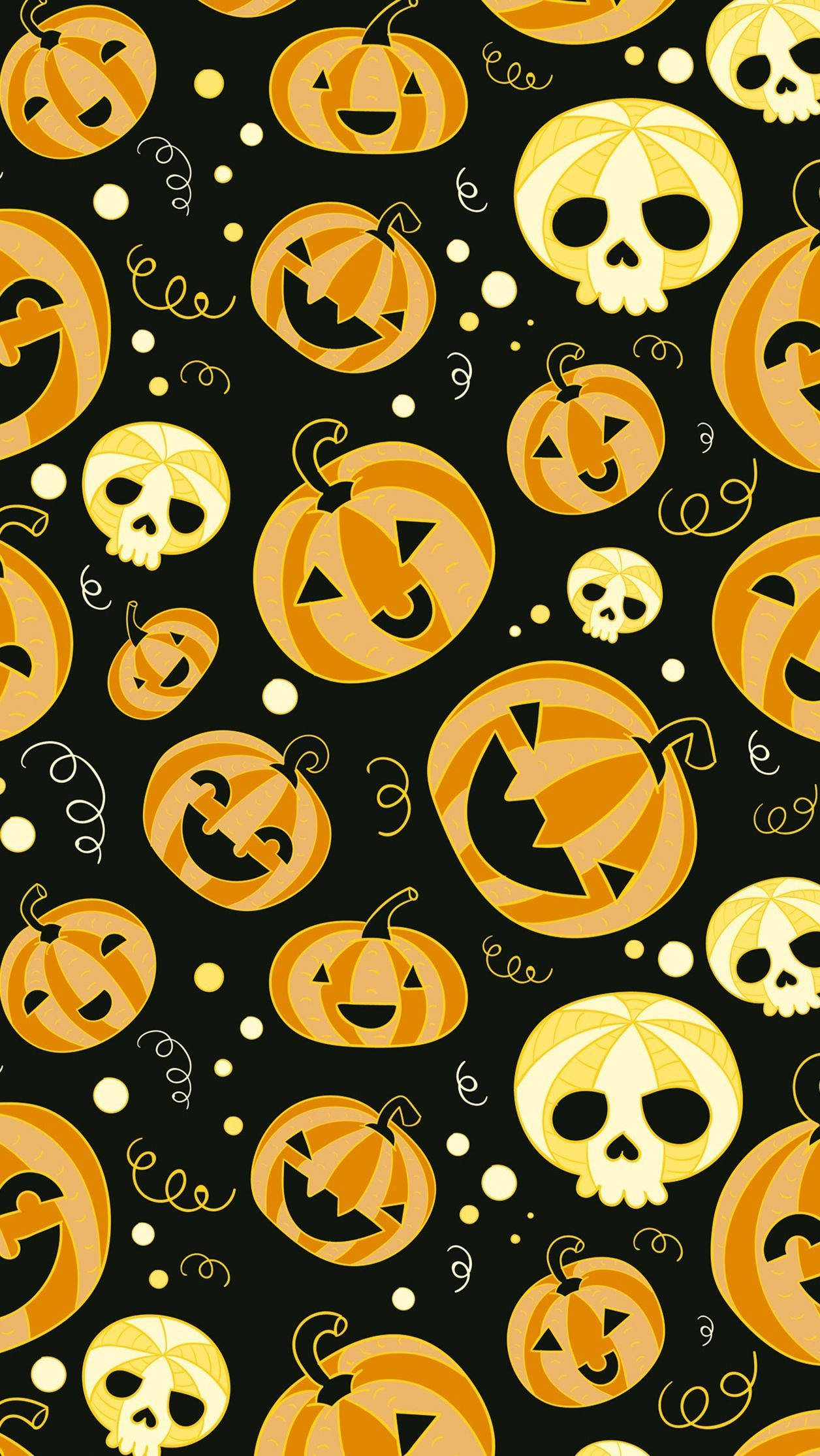 Halloween iPad, orange jack-o'-lanterns, skulls, Full HD Phone Wallpaper
