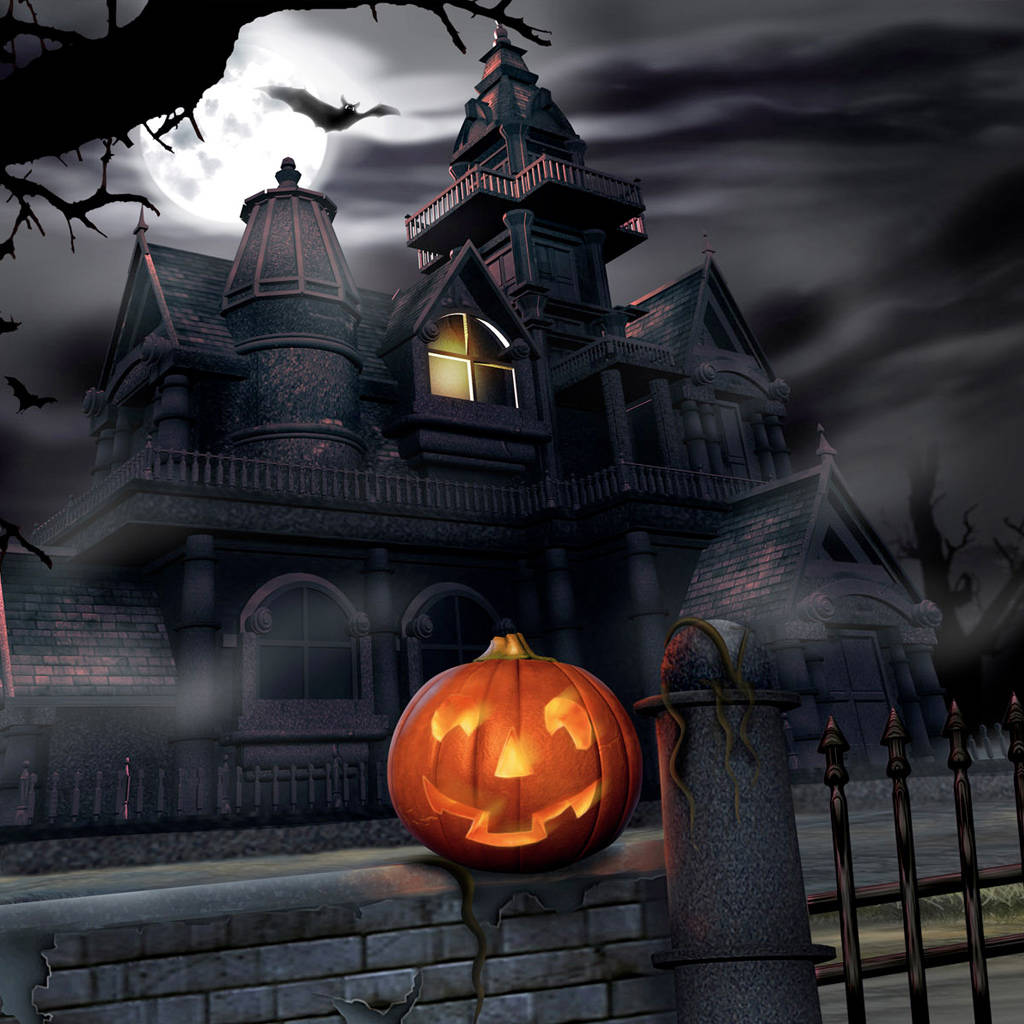 Halloween iPad, jack-o'-lantern, haunted mansion, SD Desktop Wallpaper