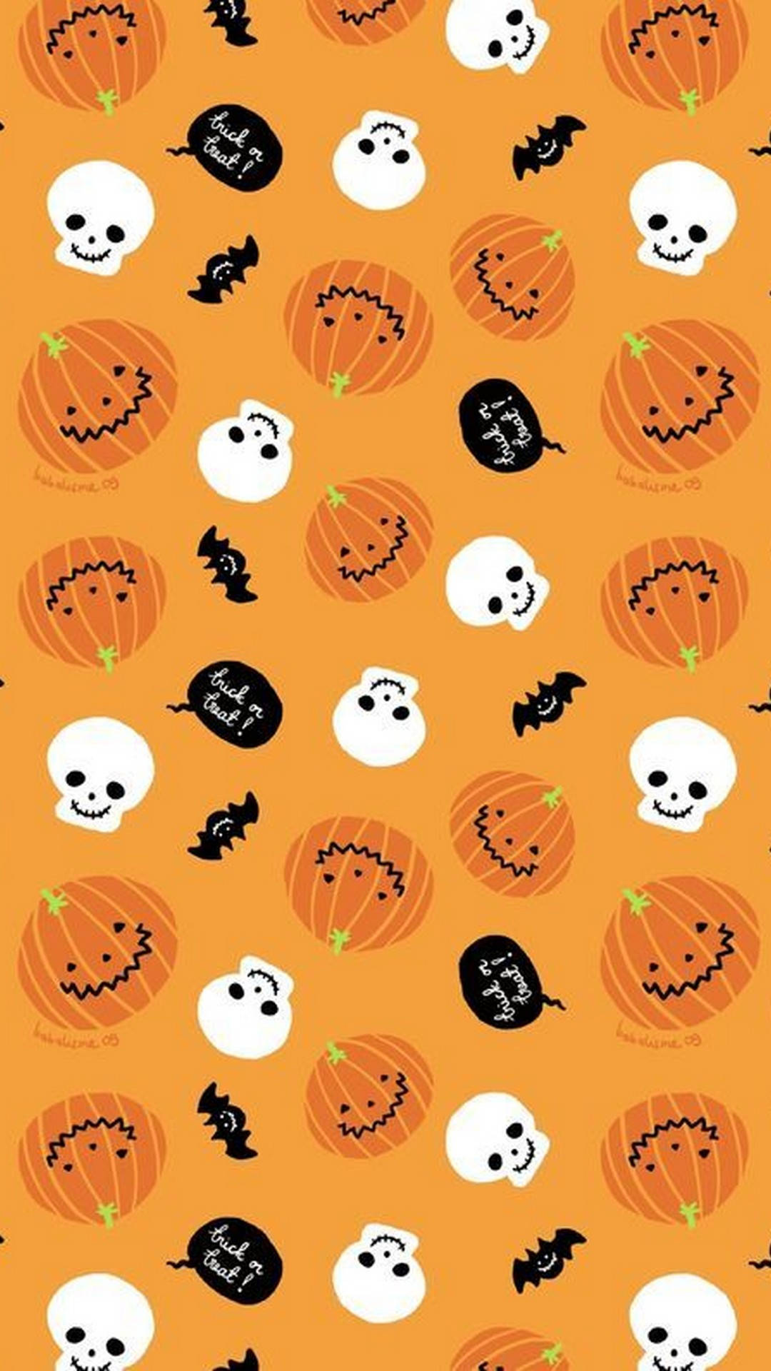 Halloween, iPhone, orange background, Full HD Phone Wallpaper