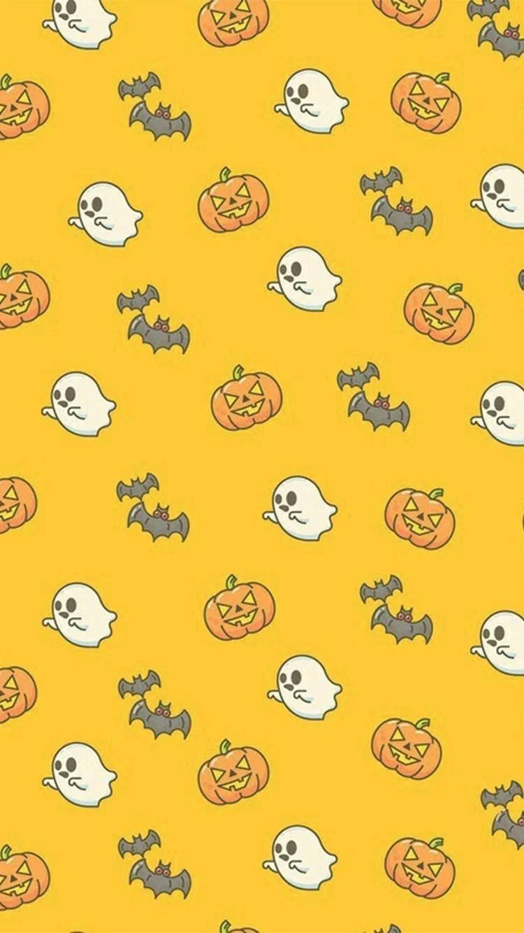 Halloween iPhone, yellow pattern, cartoon ghosts, HD Phone Wallpaper