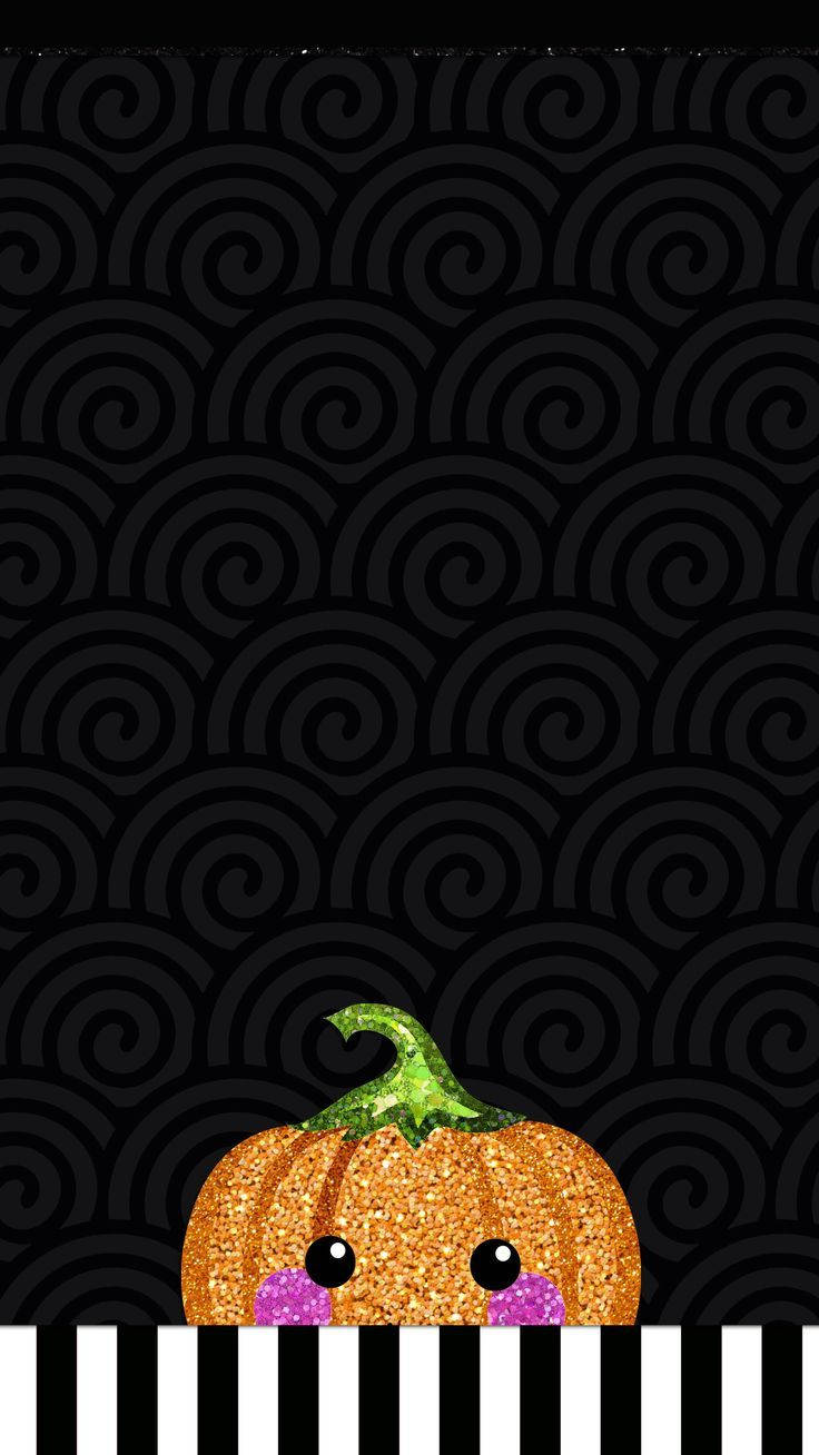 Halloween iPhone, shy pumpkin, glittery orange pumpkin, HD Phone Wallpaper