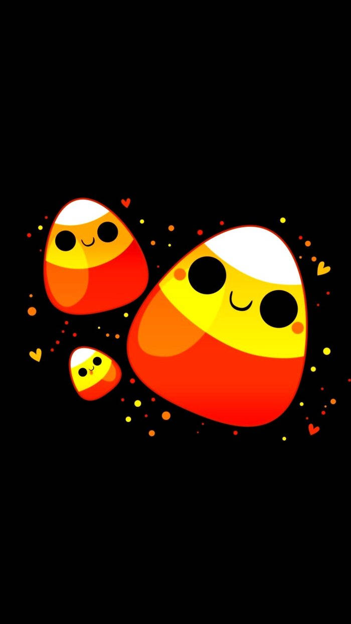 cute Halloween Eggs iPhone, cartoon candy corns, smiling faces, SD Phone Wallpaper
