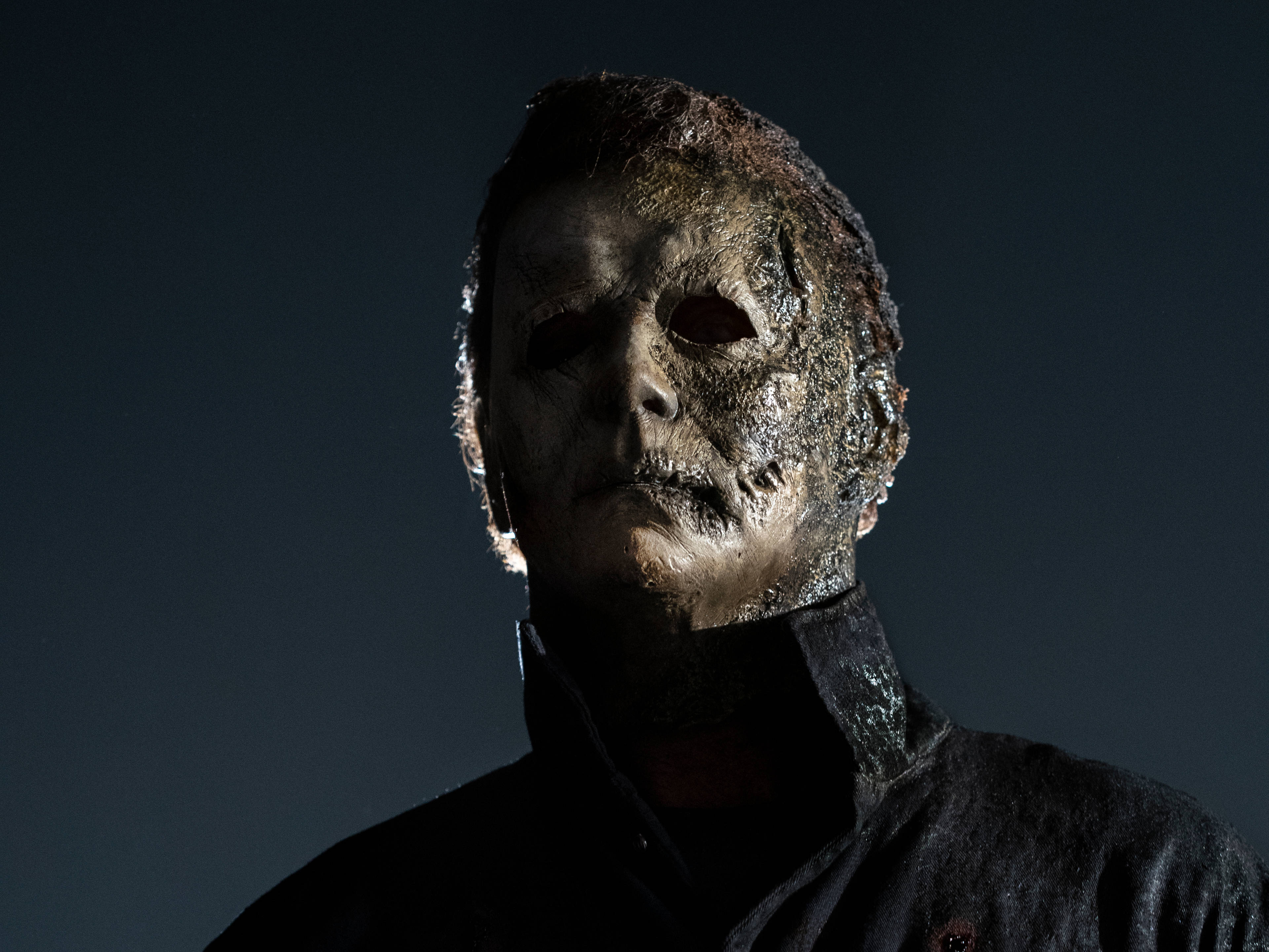 Halloween Kills, iconic burnt mask, weathered white mask, 4K Desktop Wallpaper