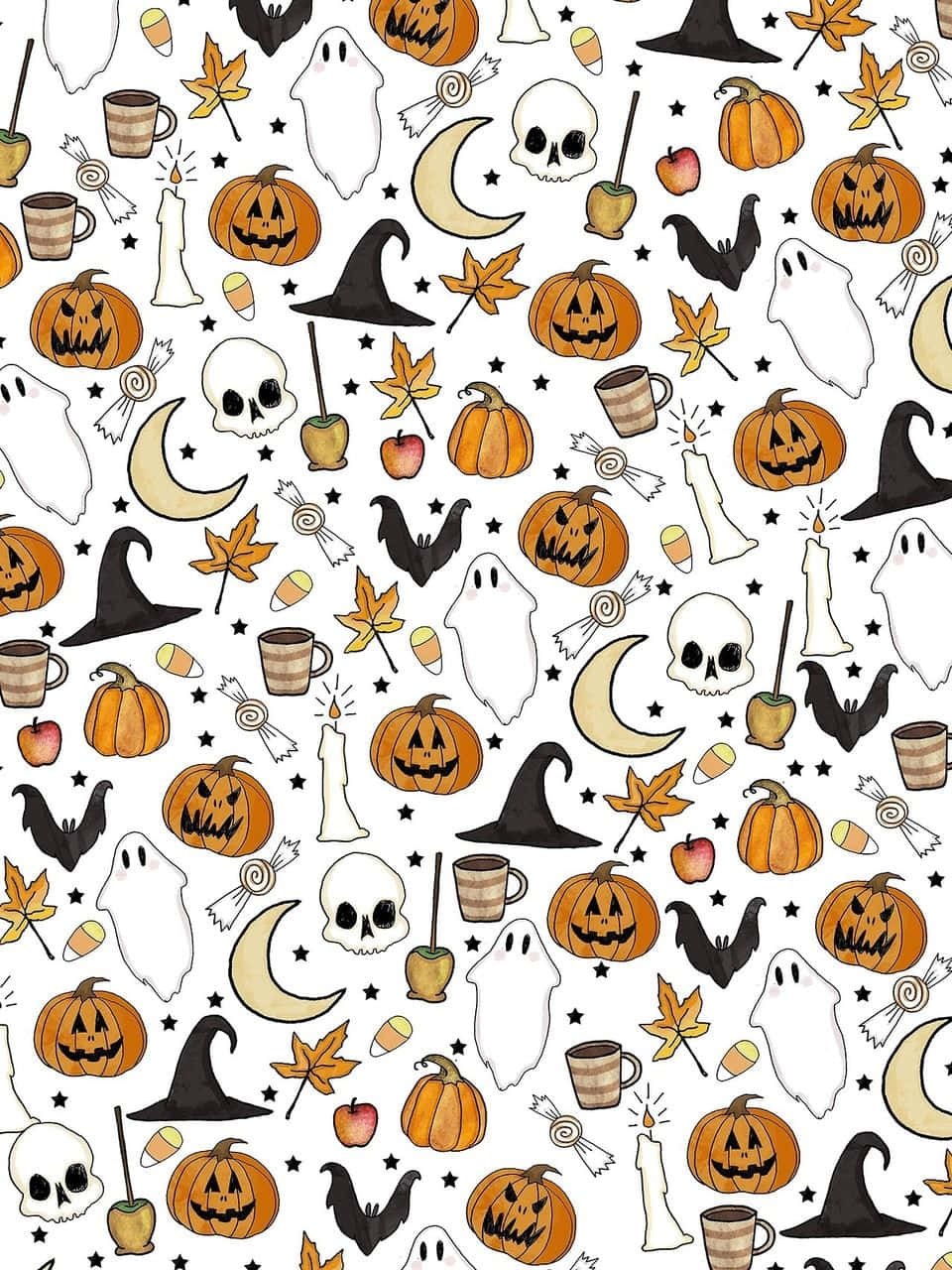 Halloween, pumpkins, ghosts, HD Phone Wallpaper