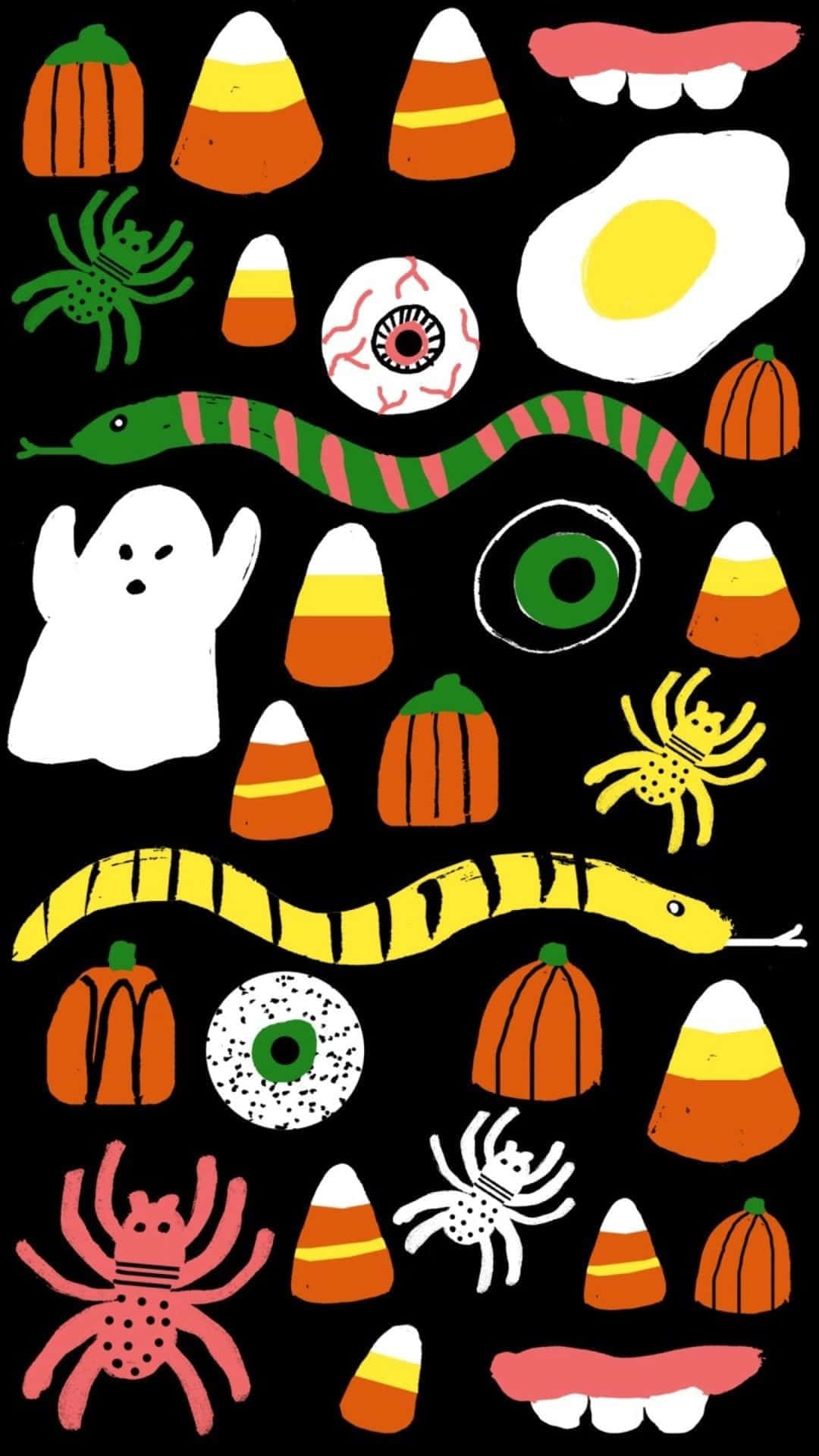 Halloween, black background, candy corn pumpkins, Full HD Phone Wallpaper