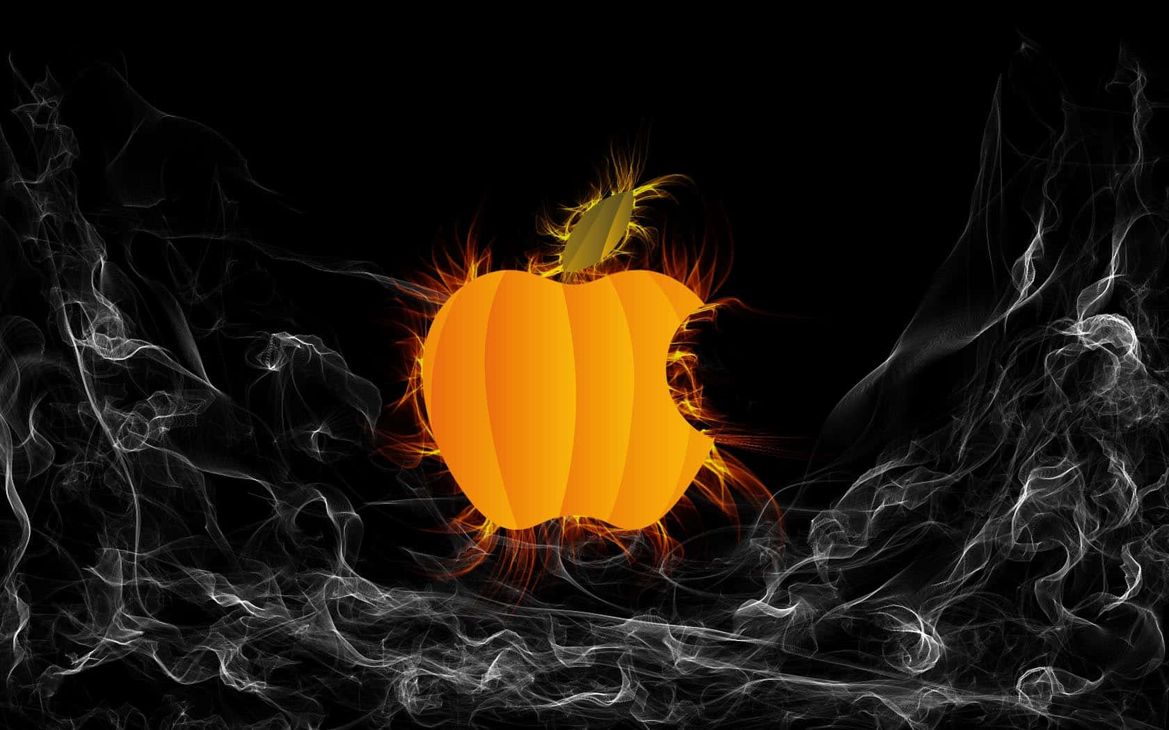 Halloween Macbook, orange pumpkin, fiery light, HD Desktop Wallpaper