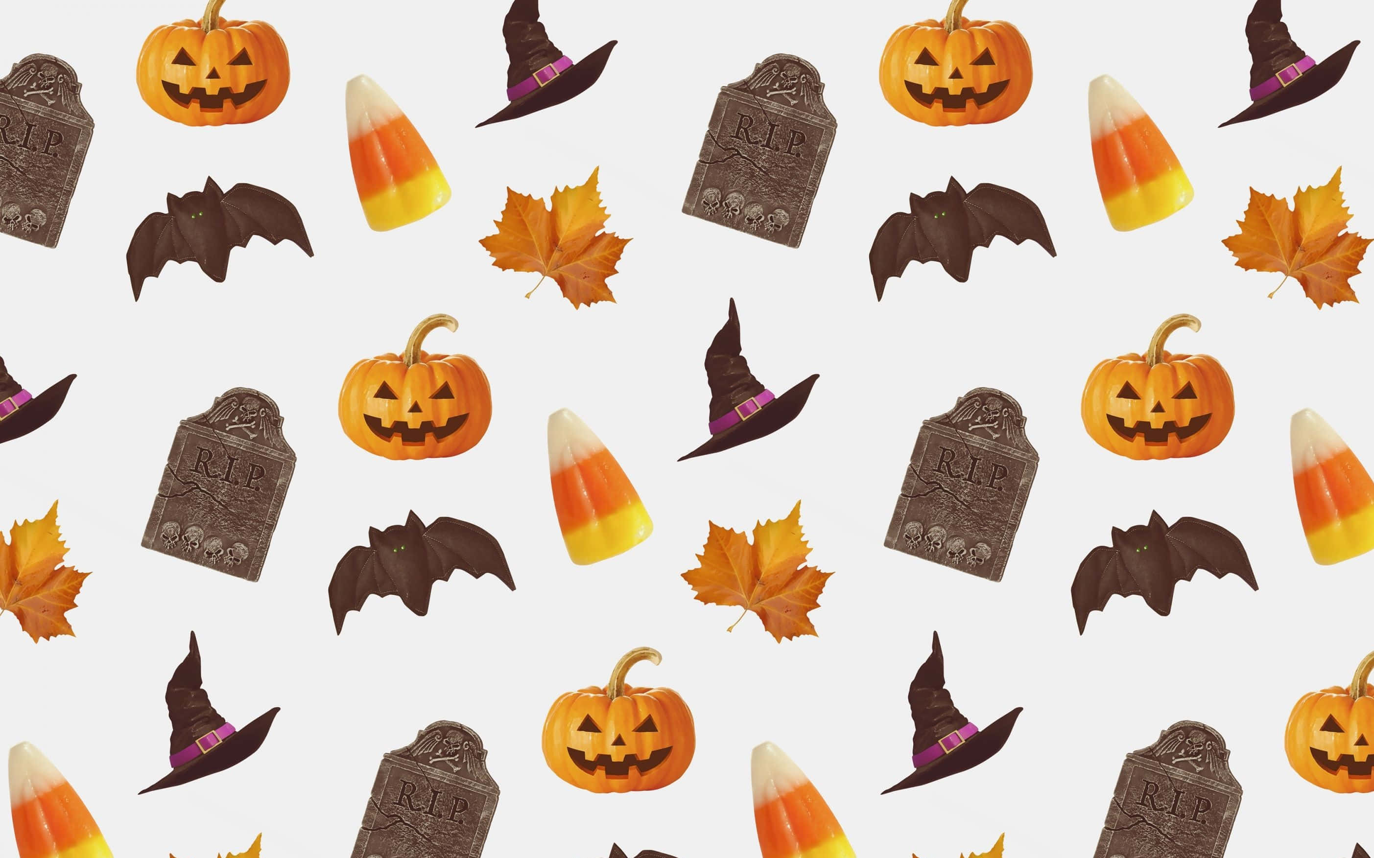 Halloween Macbook, jack-o'-lanterns, witch hats, 2K Desktop Wallpaper