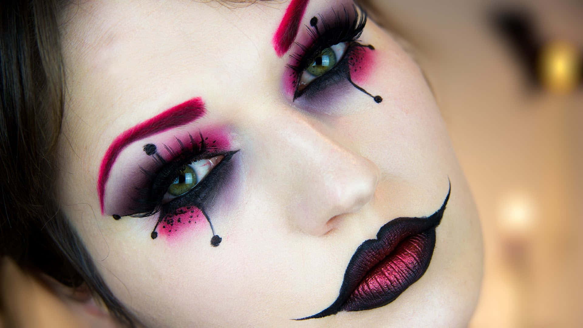 Halloween Makeup, clown makeup, bold pink, Full HD Desktop Wallpaper
