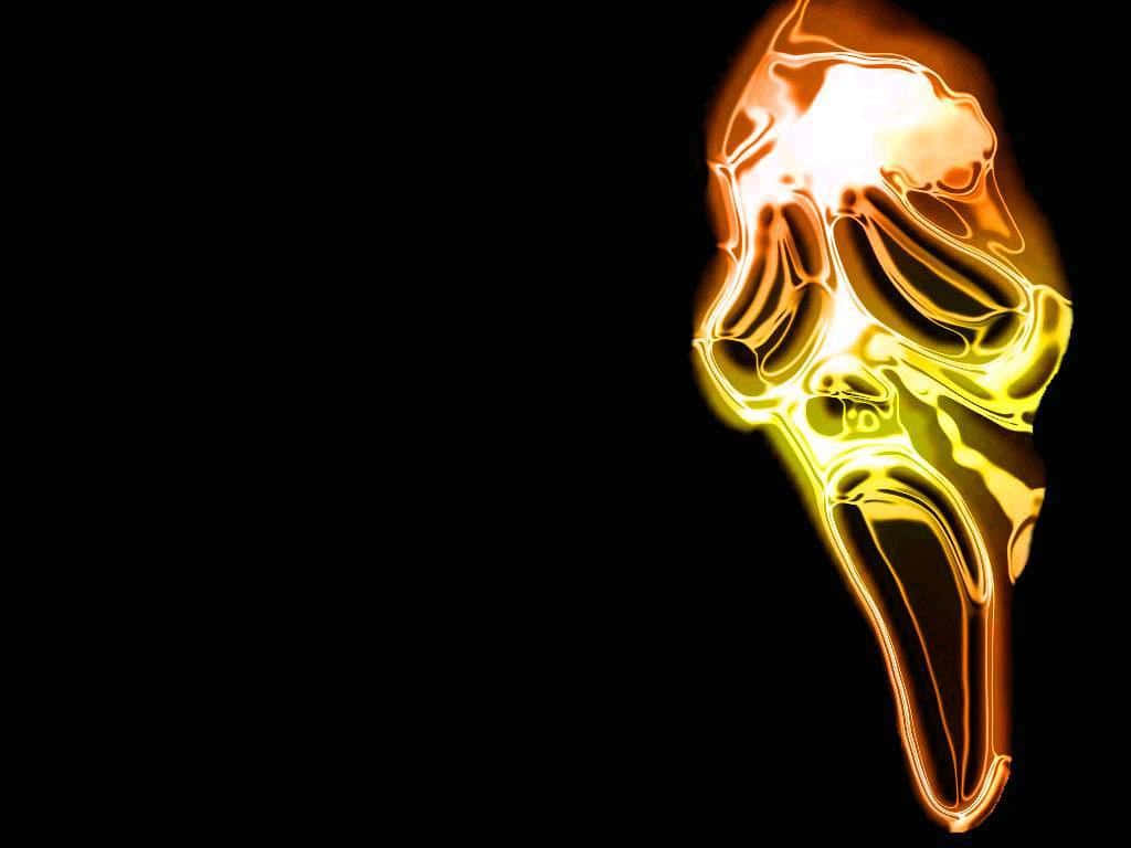 glowing golden ice cream cone silhouette, stark black background, glowing mask, SD Desktop Wallpaper