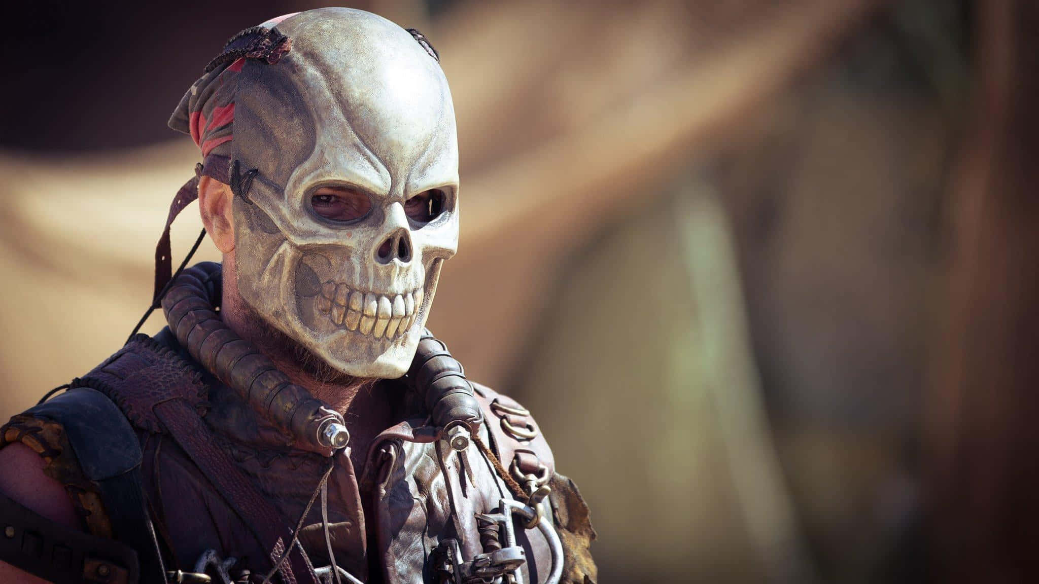 Halloween Masks, skull-faced warrior, rugged armor, Full HD Desktop Wallpaper