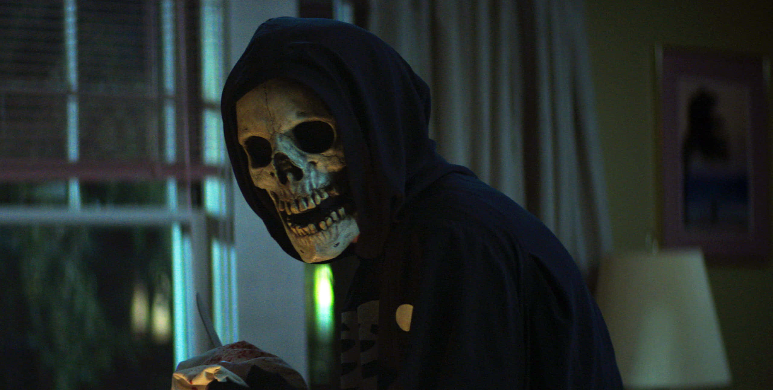 grim reaper, skull mask, dark robe, 2K Desktop Wallpaper