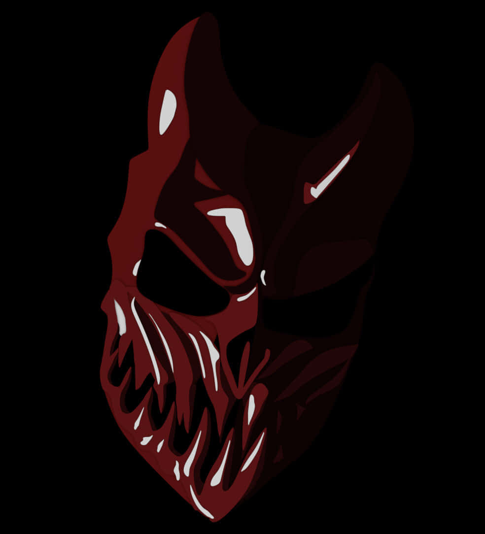 red demonic mask, sharp teeth, glowing white highlights, SD Phone Wallpaper