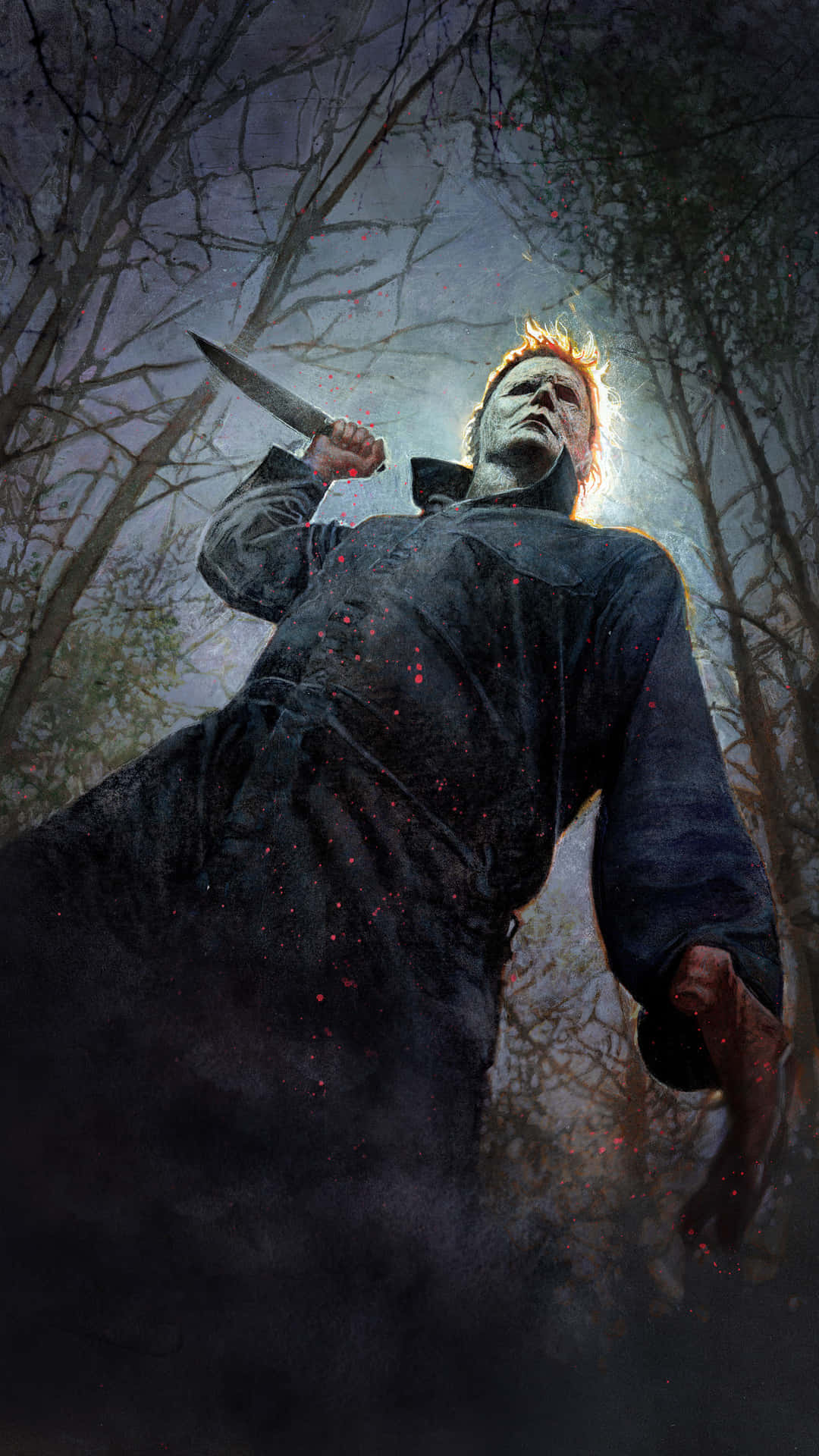 Halloween Michael Myers, dark forest, knife, Full HD Phone Wallpaper