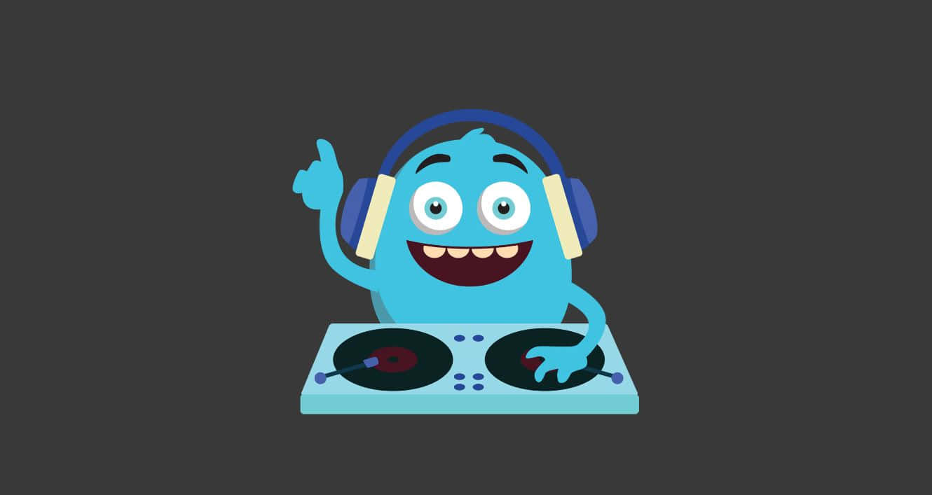 Halloween Music, blue cartoon monster, headphones, HD Desktop Wallpaper
