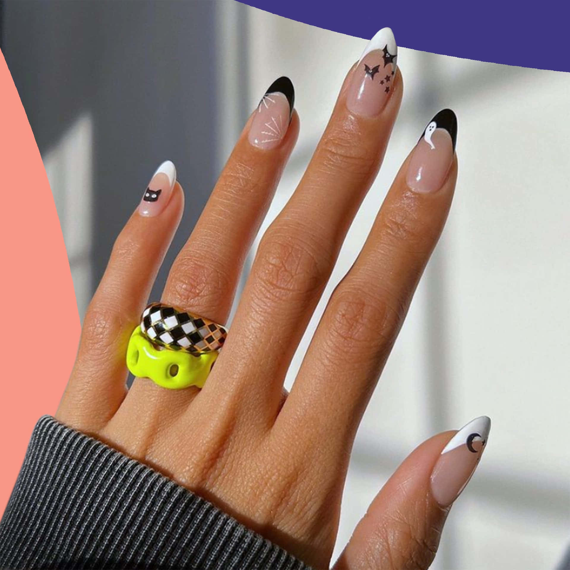 Halloween nail art, bats, ghosts, Full HD Desktop Wallpaper