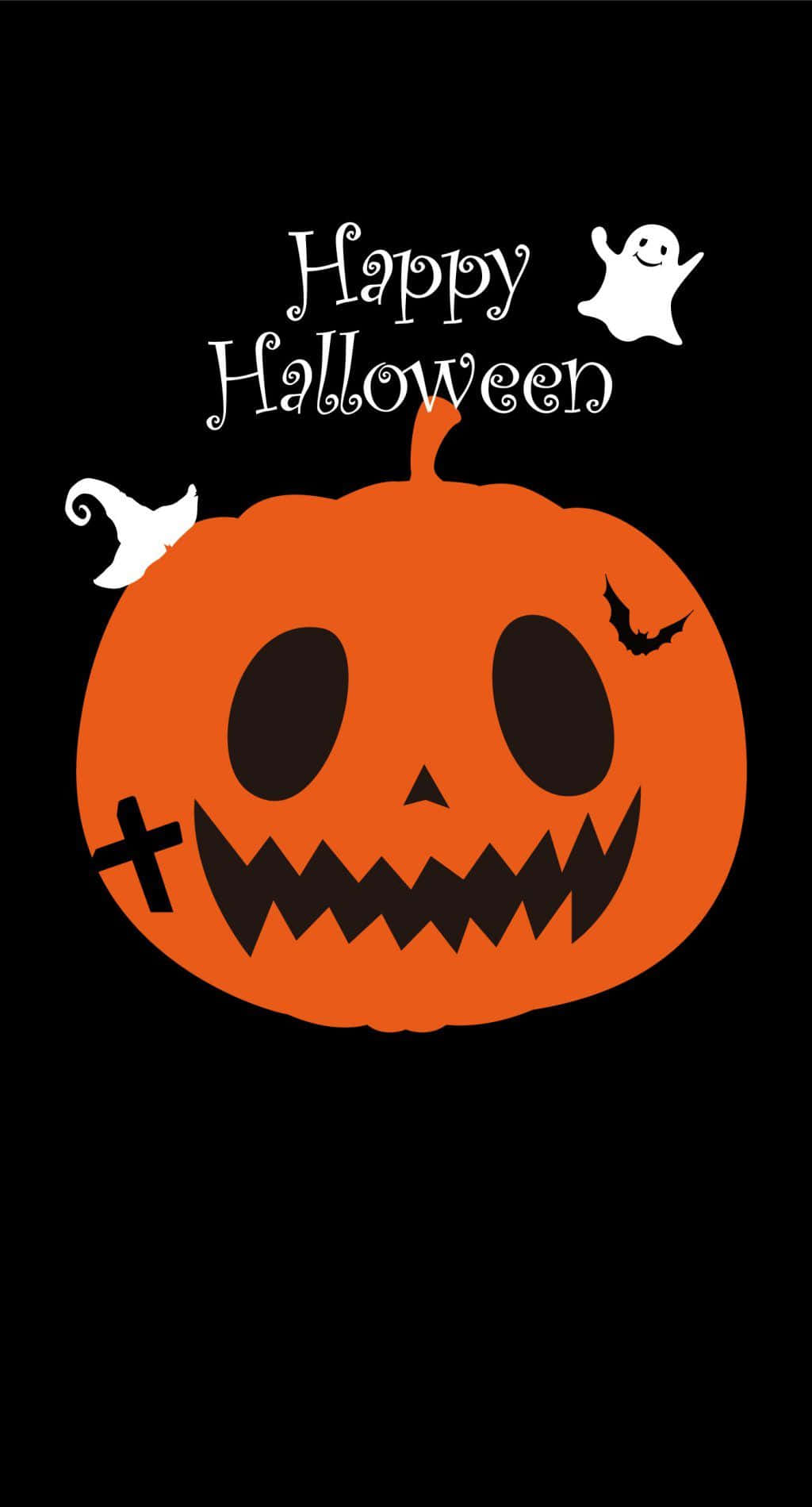 jack-o'-lantern, black background, smiling ghost, HD Phone Wallpaper
