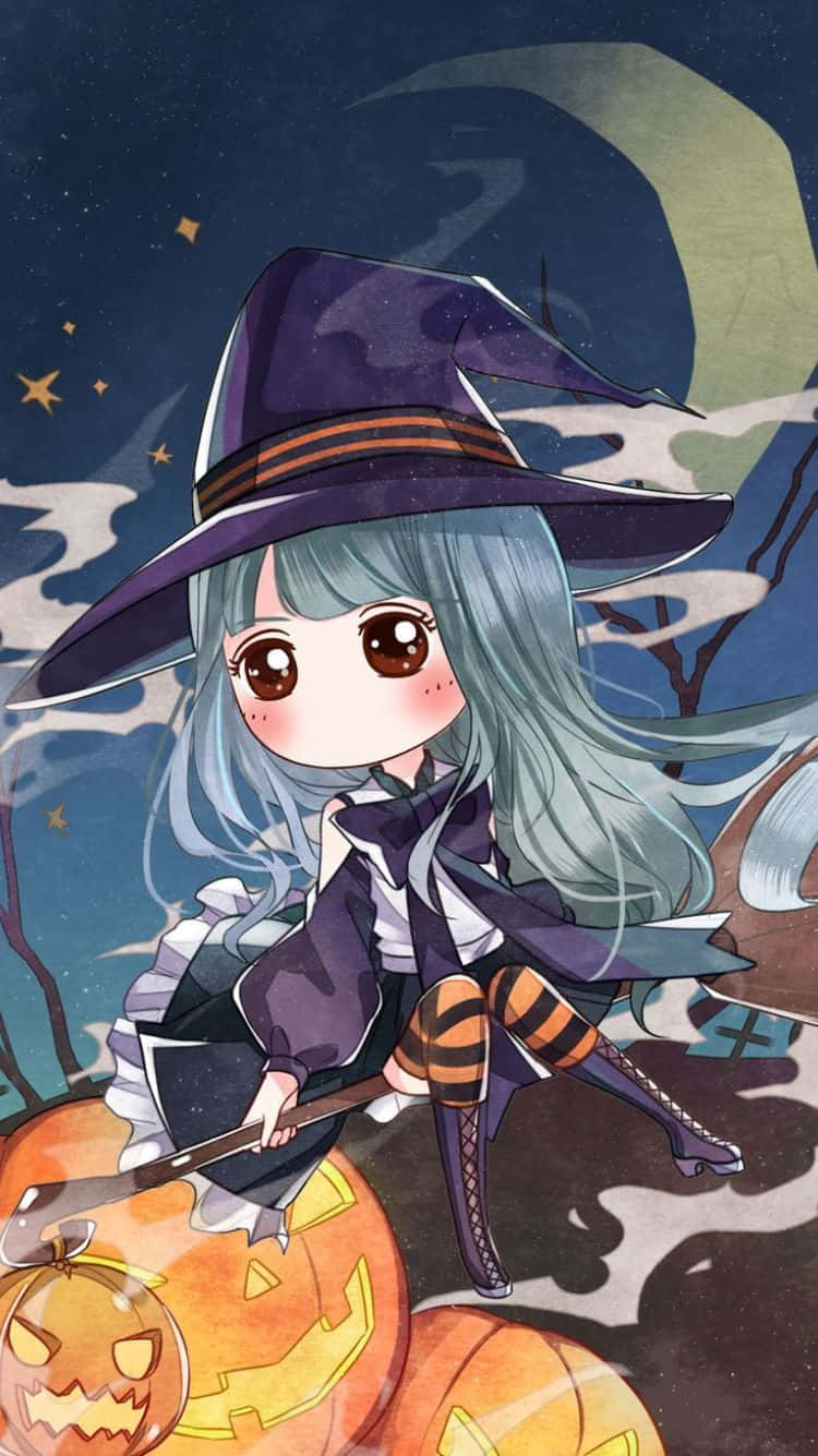 enchanted witch, chibi witch, light blue hair, HD Phone Wallpaper
