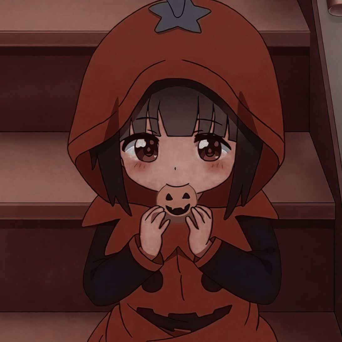 Halloween, anime girl, pumpkin costume, SD Phone Wallpaper