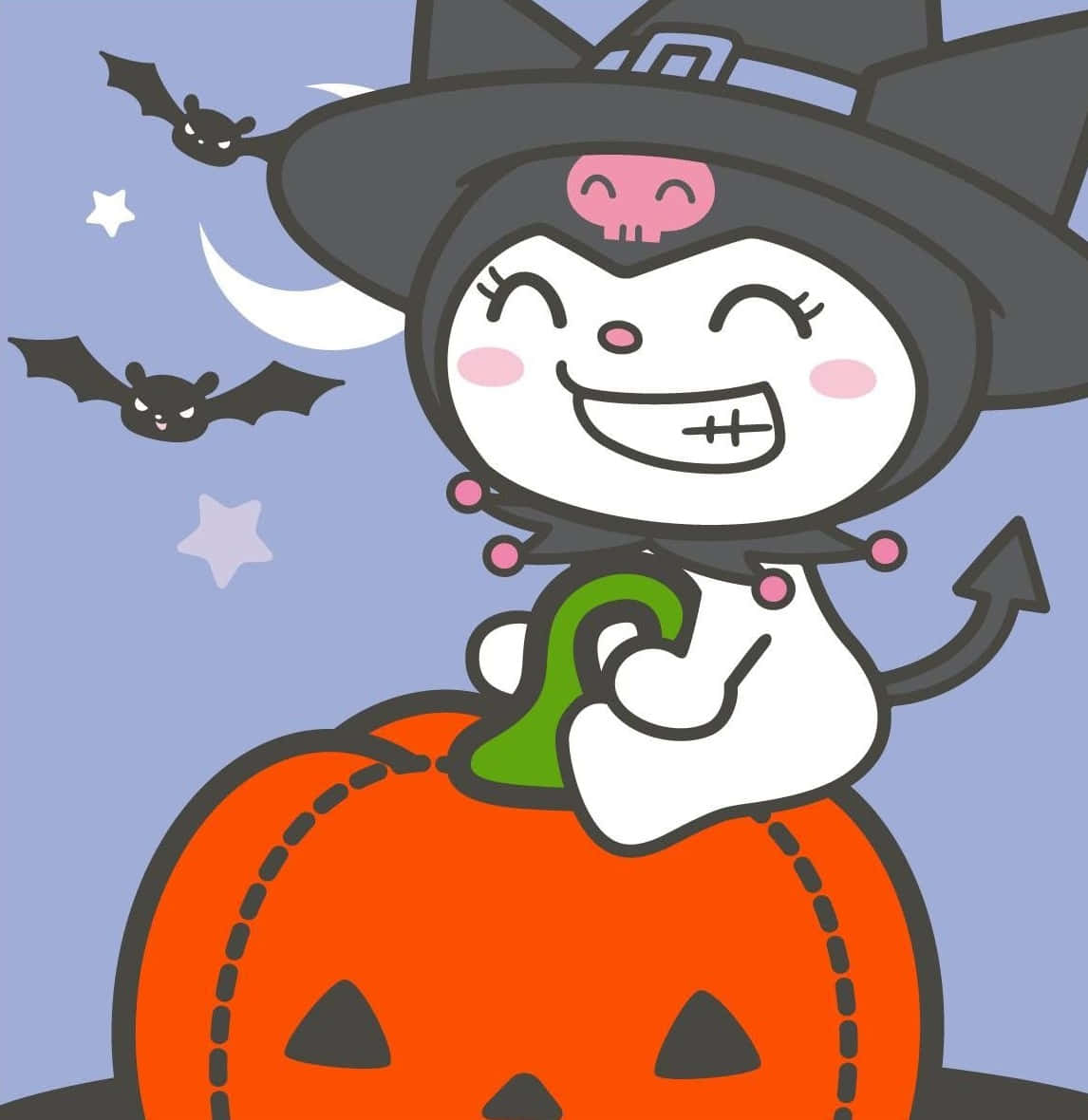 Halloween Cartoon Witchon Pumpkin, cartoon witch, stitched smile, SD Phone Wallpaper