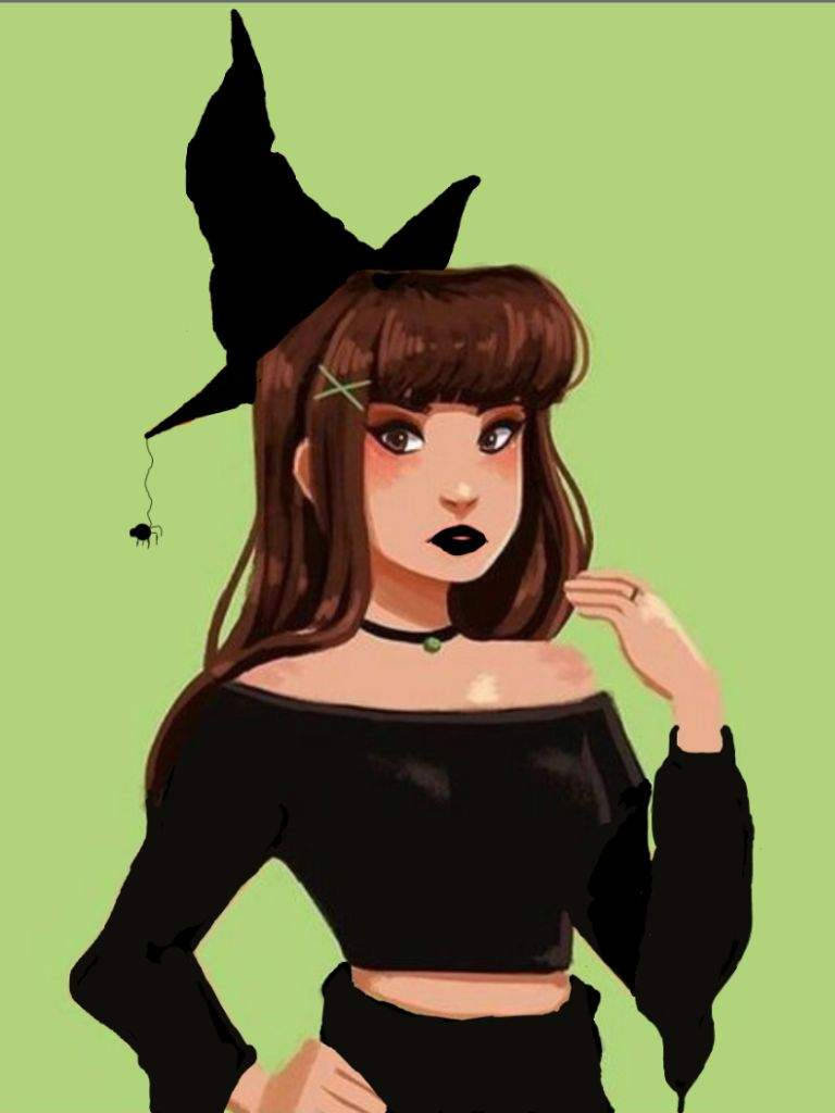 witch, brown hair, black hat, SD Phone Wallpaper