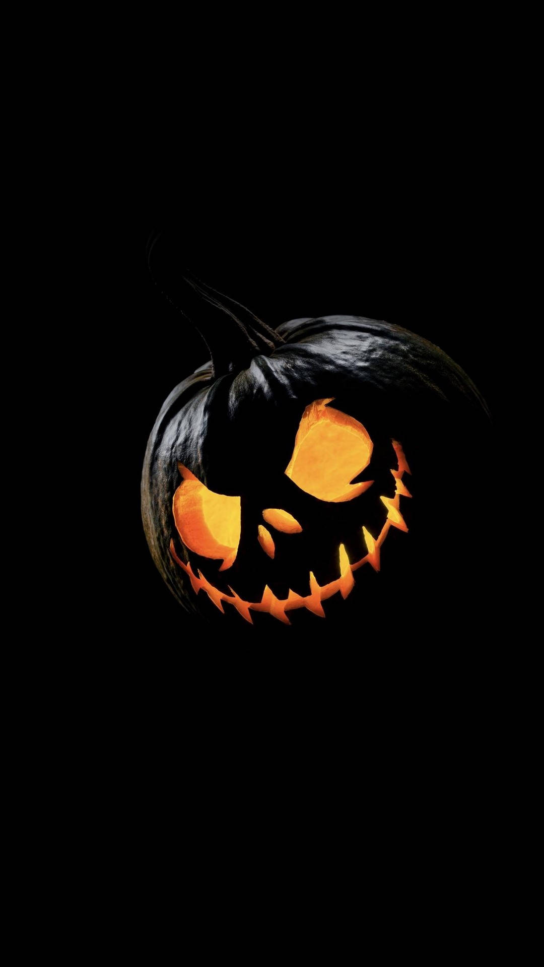 pumpkin, jack-o'-lantern, glowing orange eyes, Full HD Phone Wallpaper