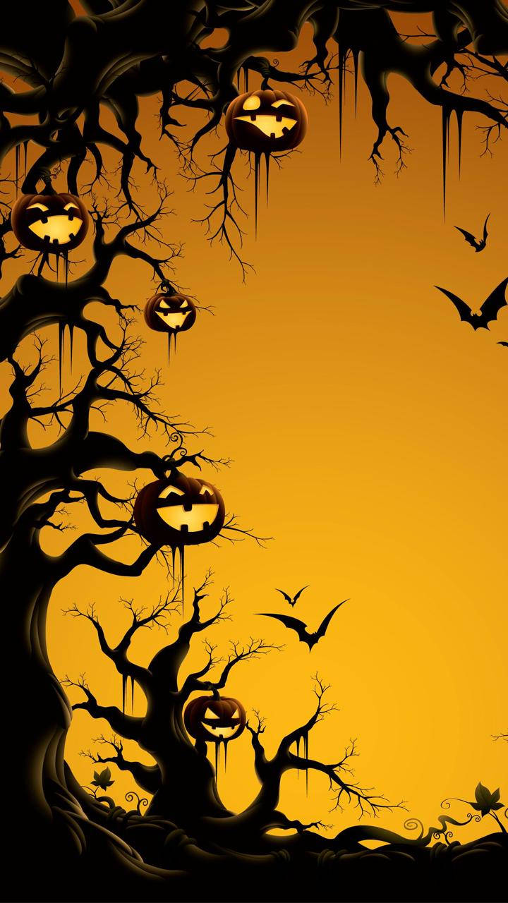 Halloween Phone, bats, scary forest, HD Phone Wallpaper