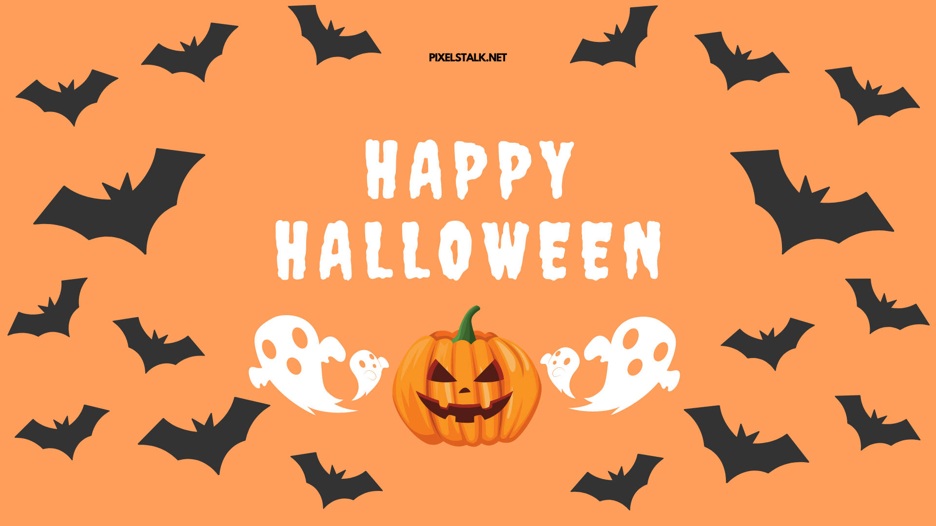 Happy Halloween Phone, jack-o'-lantern, ghosts, Full HD Desktop Wallpaper
