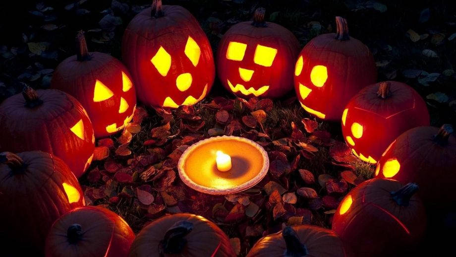 candle, scary pumpkin, jack-o'-lanterns, SD Desktop Wallpaper