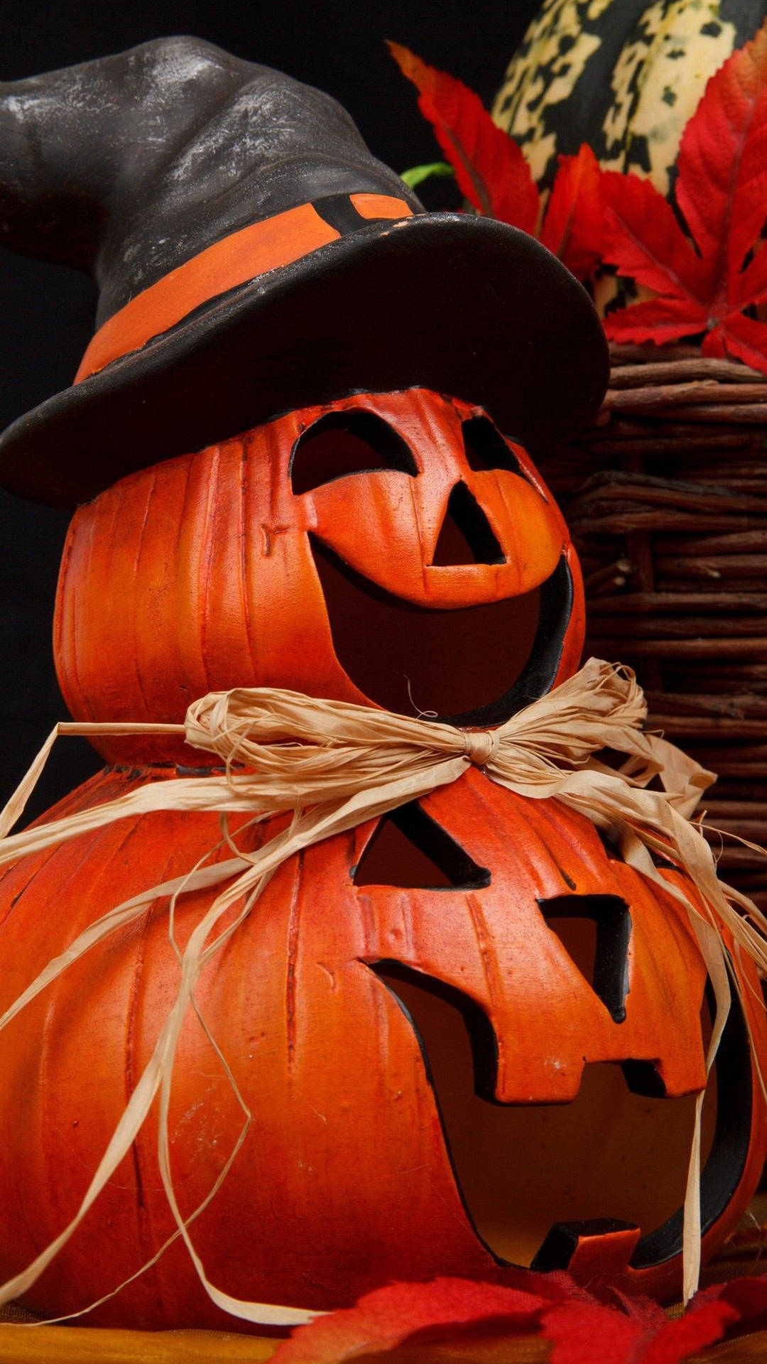 Smiling Pumpkins, Halloween Phone, carved pumpkins, Full HD Phone Wallpaper