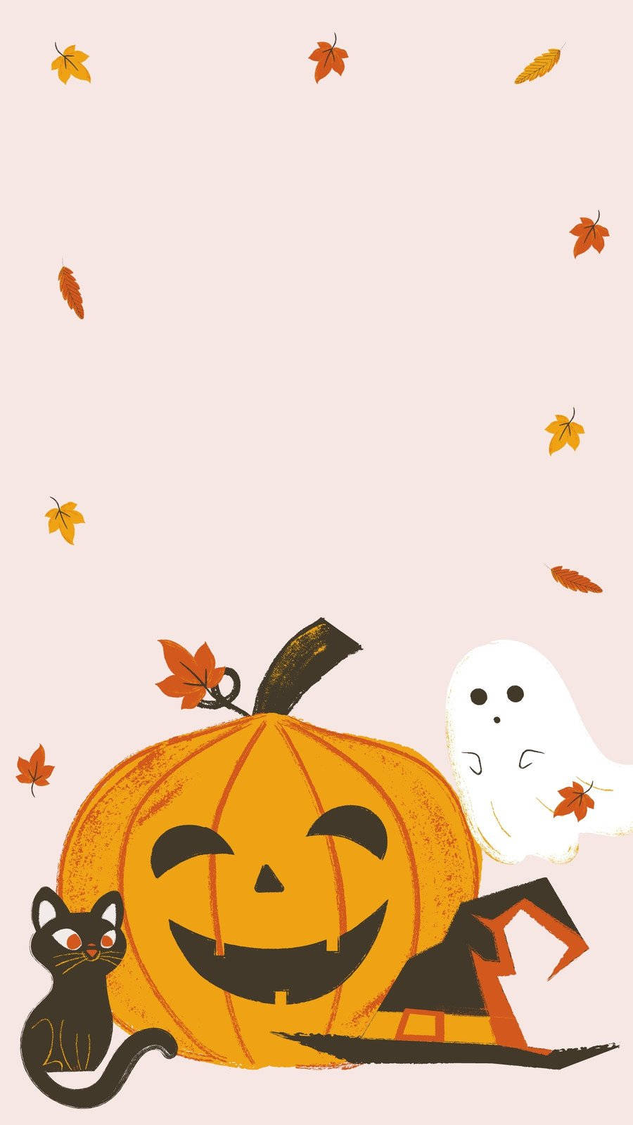 jack-o-lantern, black cat, ghost, HD Phone Wallpaper