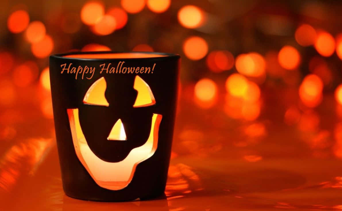 Halloween Props, jack-o'-lantern candle holder, smiling face, SD Desktop Wallpaper