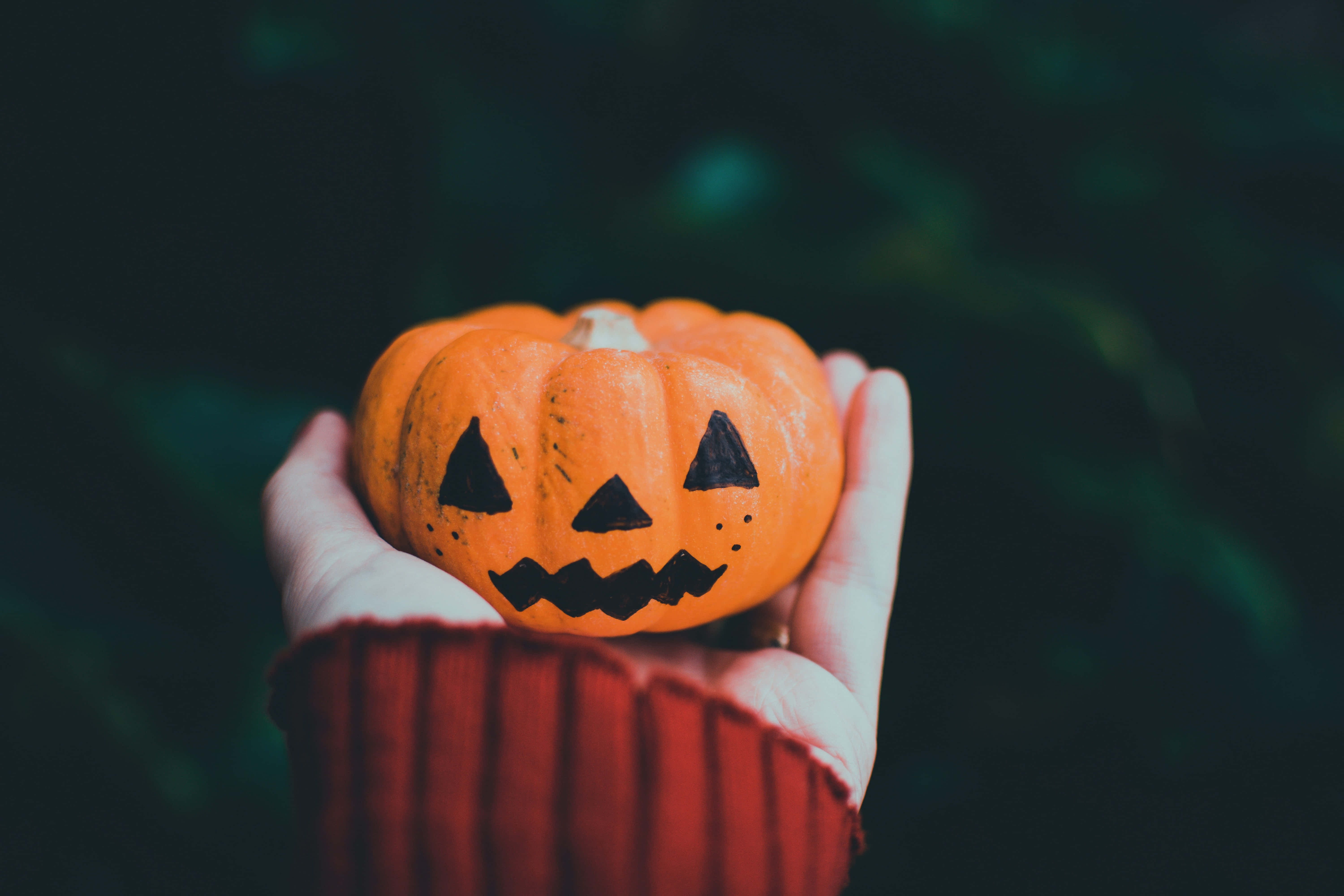 Halloween Props, red sleeve, orange jack-o'-lantern, 5K Desktop Wallpaper
