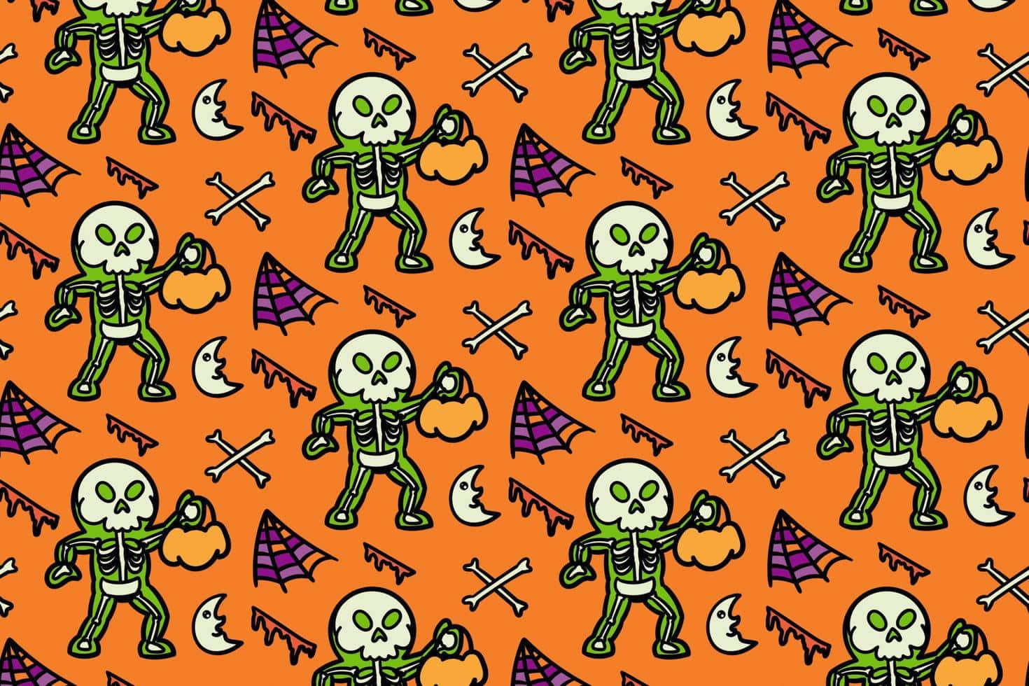 skeleton costumes, dancing green skeletons, pumpkins, HD Desktop Wallpaper