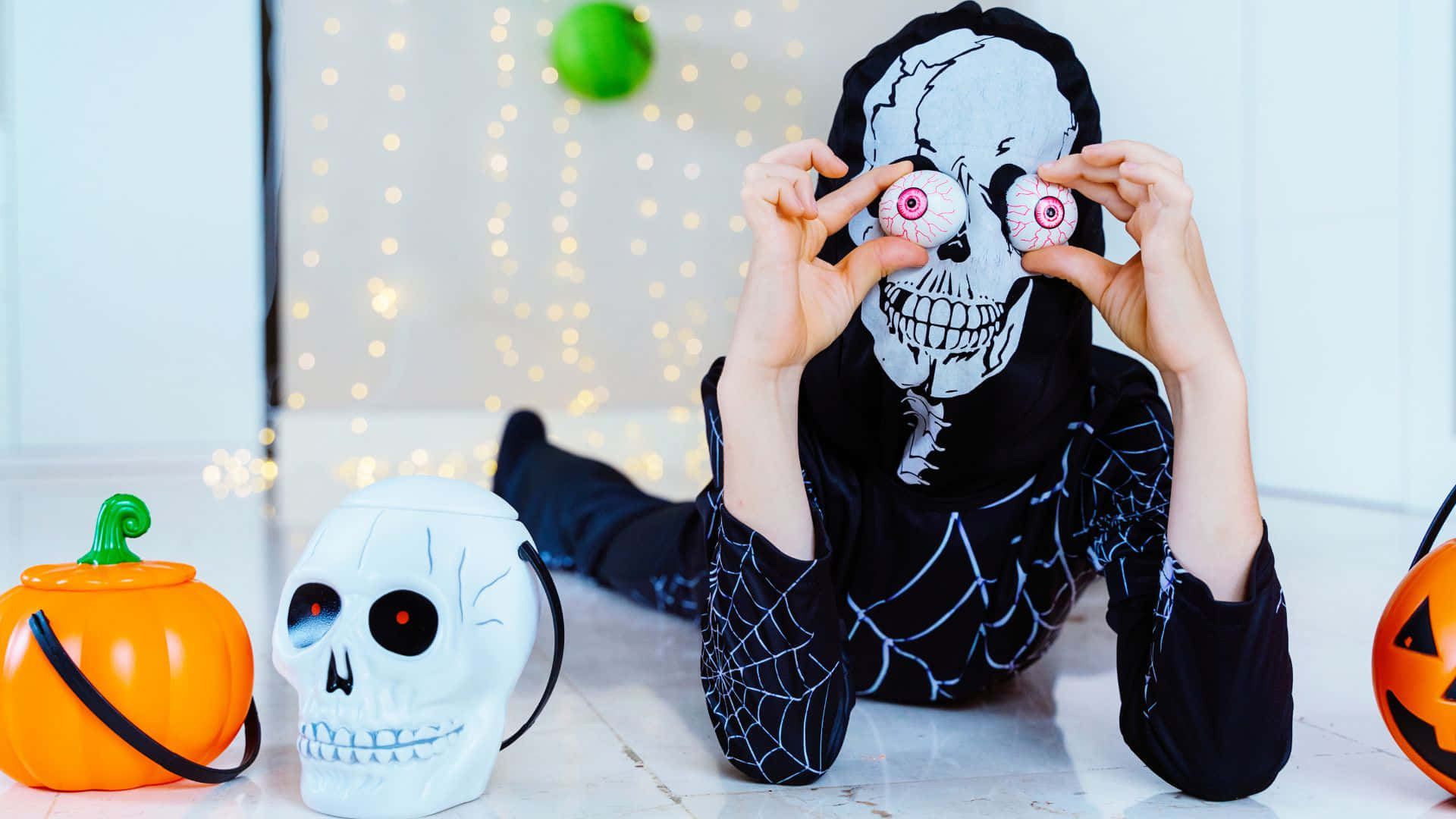 skeleton costumes, skull costume, giant eyeballs, Full HD Desktop Wallpaper