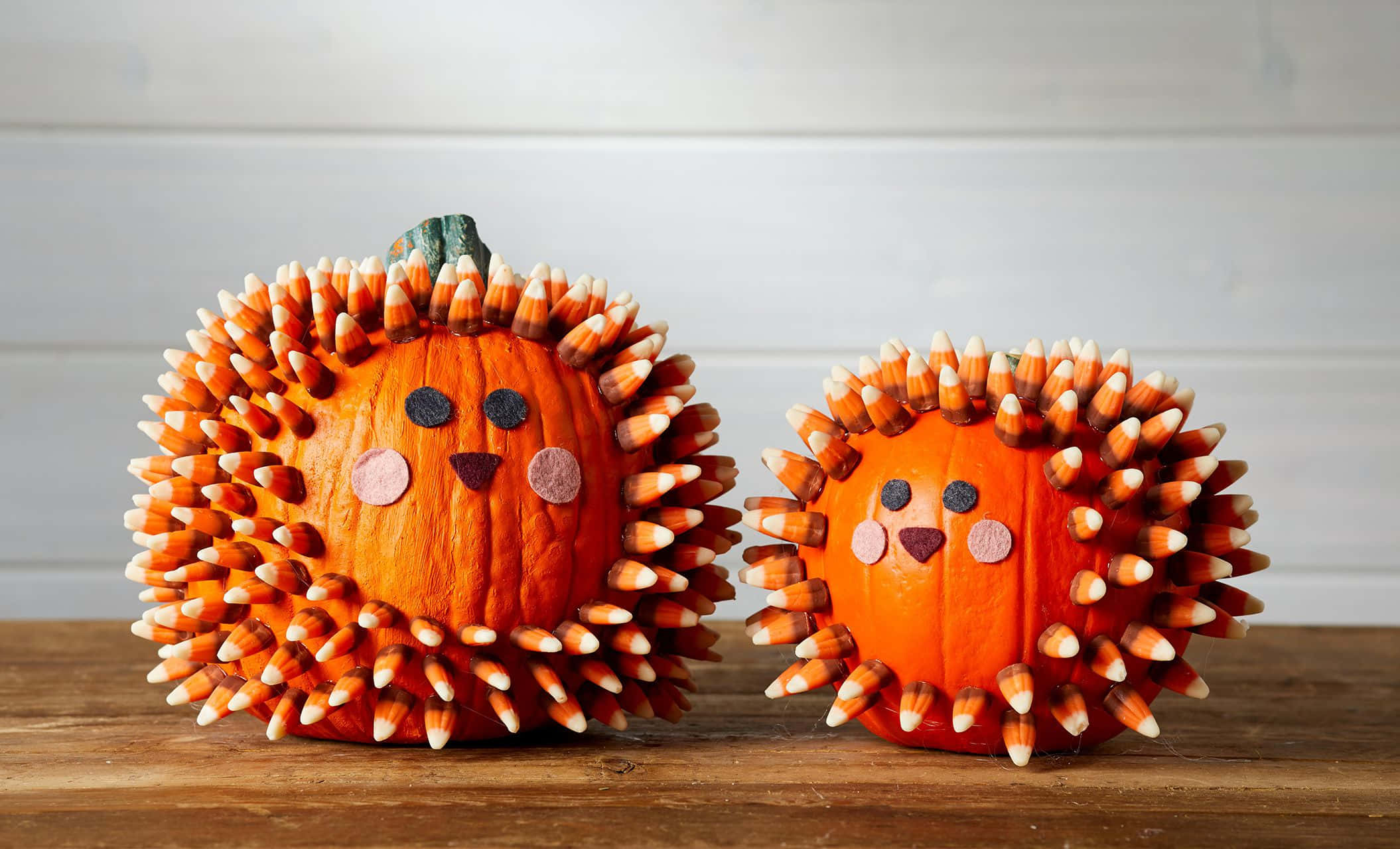 orange pumpkins, candy corn spikes, cute faces, Full HD Desktop Wallpaper
