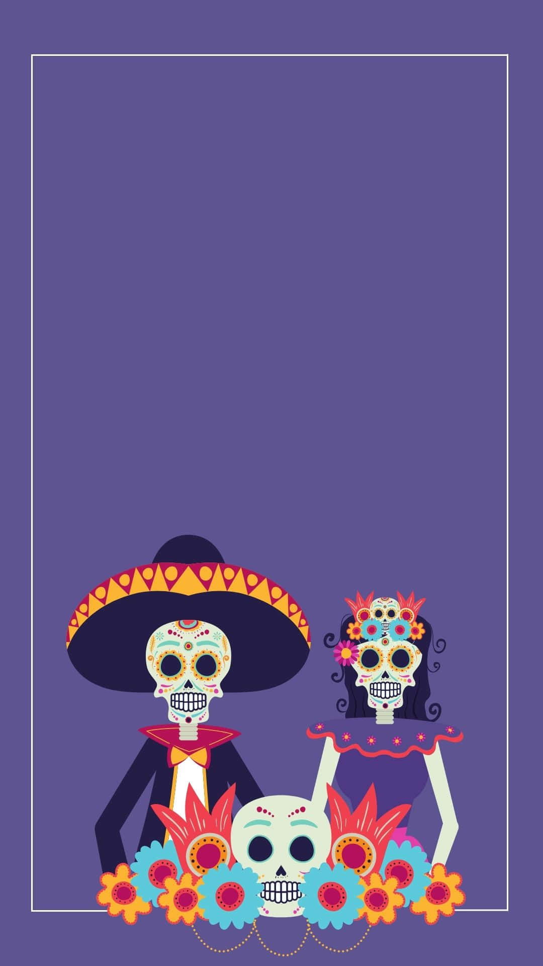 skeleton costumes, colorful sugar skulls, traditional Mexican attire, Full HD Phone Wallpaper