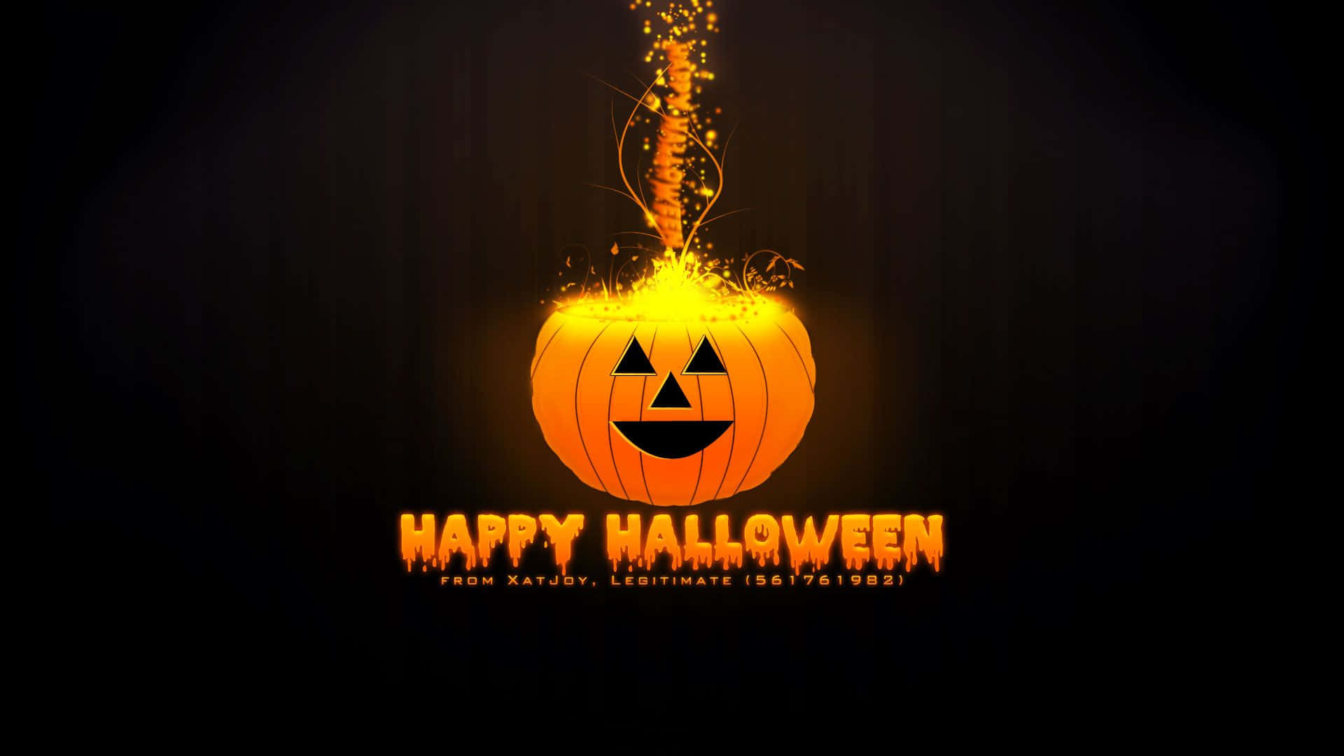 jack-o'-lantern, fiery sparks, dark background, Full HD Desktop Wallpaper