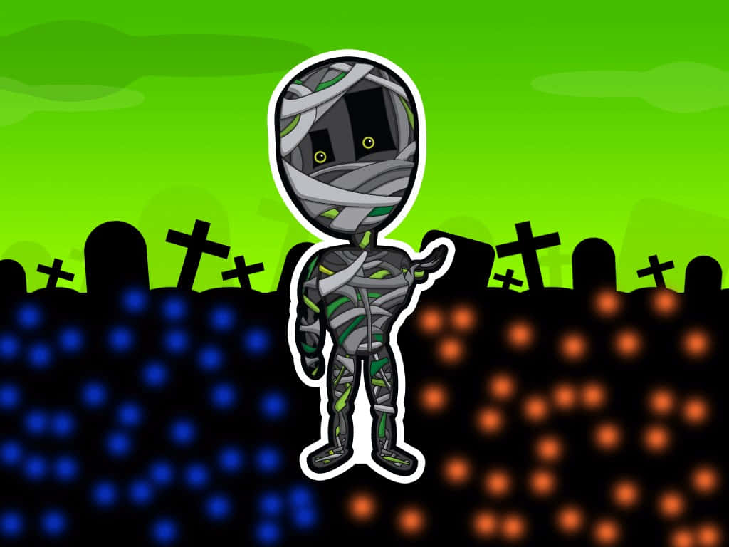 mummy costume, cartoon mummy, glowing eyes, SD Desktop Wallpaper