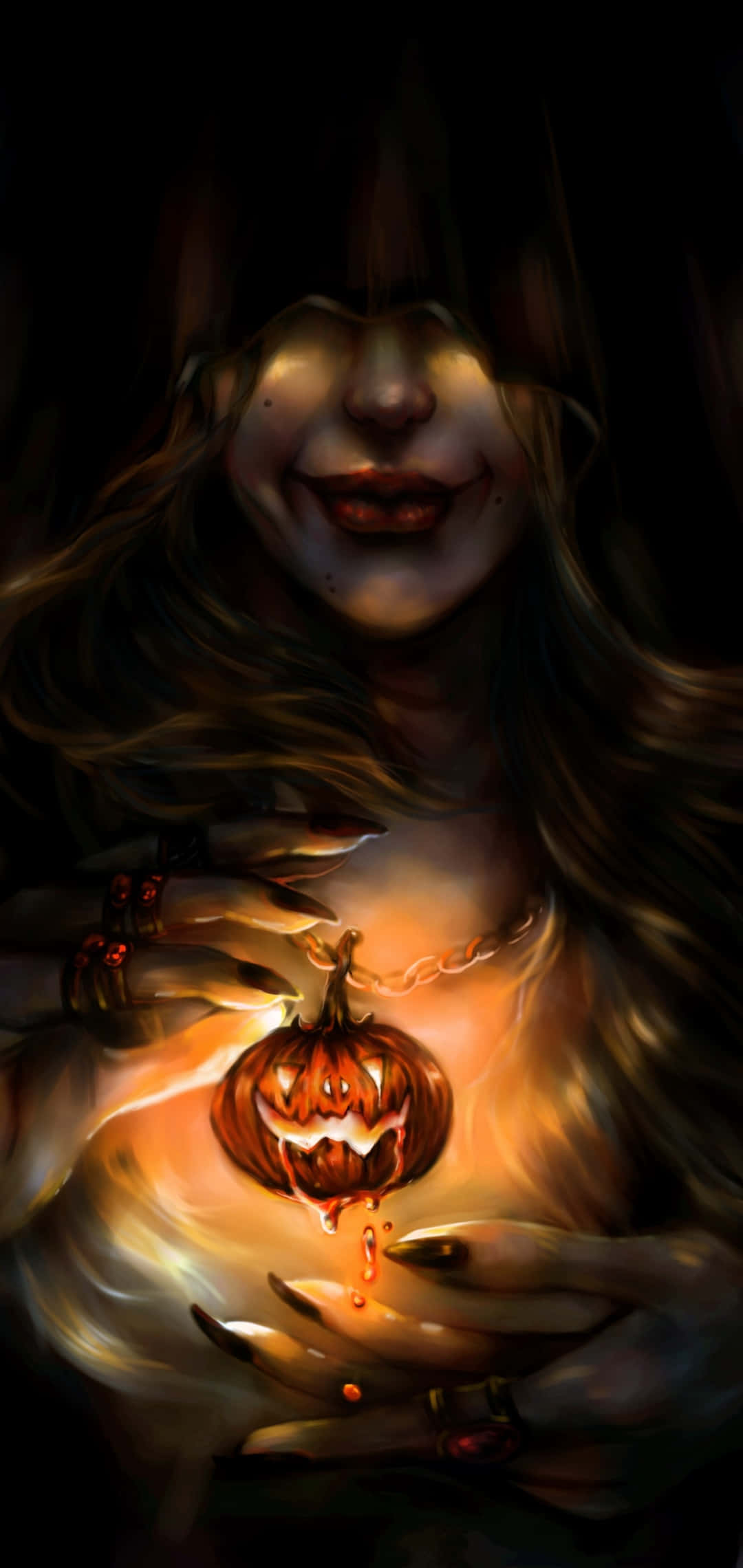 Halloween Pumpkin, glowing jack o lantern, molten orange light, Full HD Phone Wallpaper