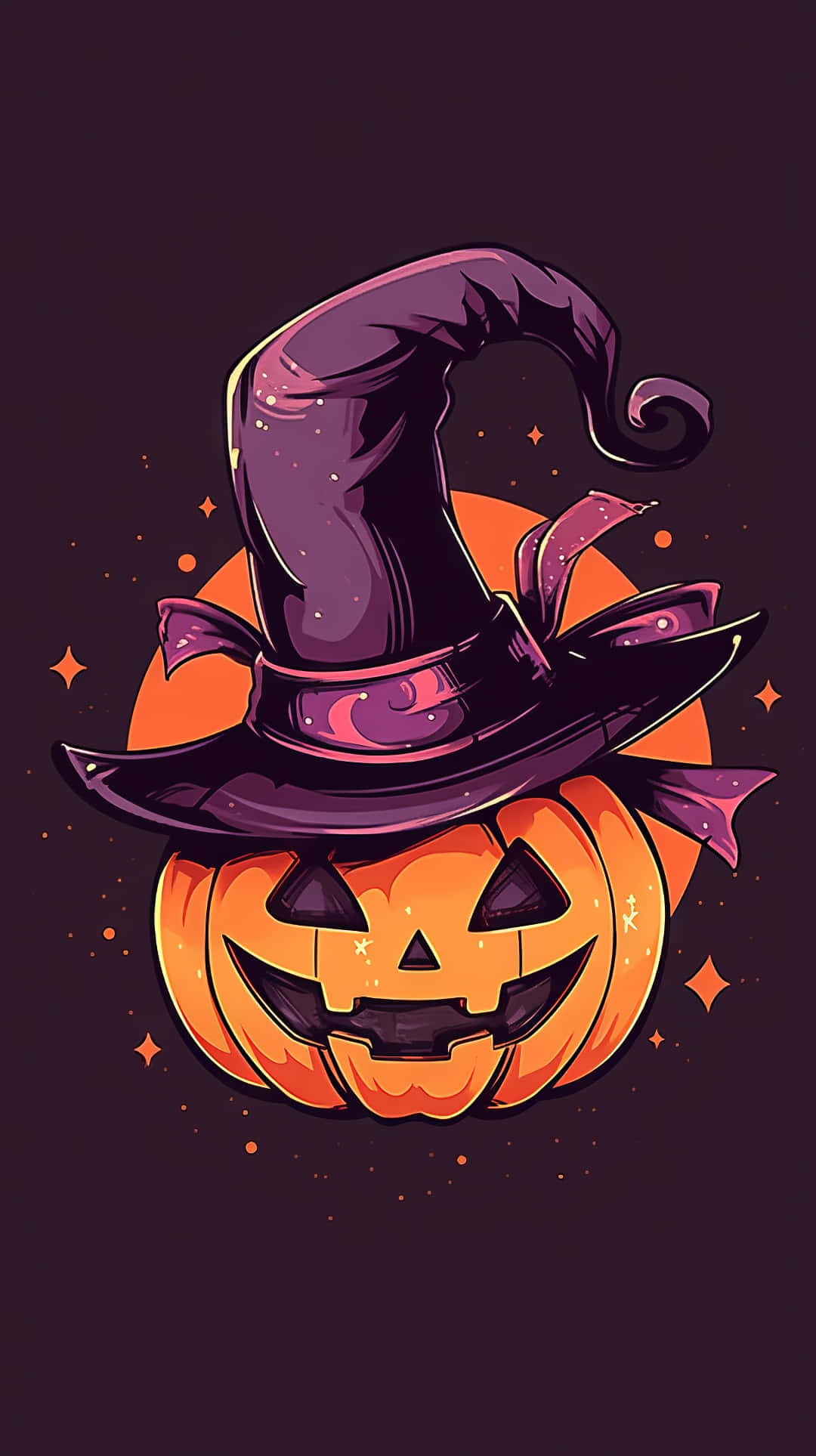 Halloween Pumpkin, witch hat, purple, Full HD Phone Wallpaper