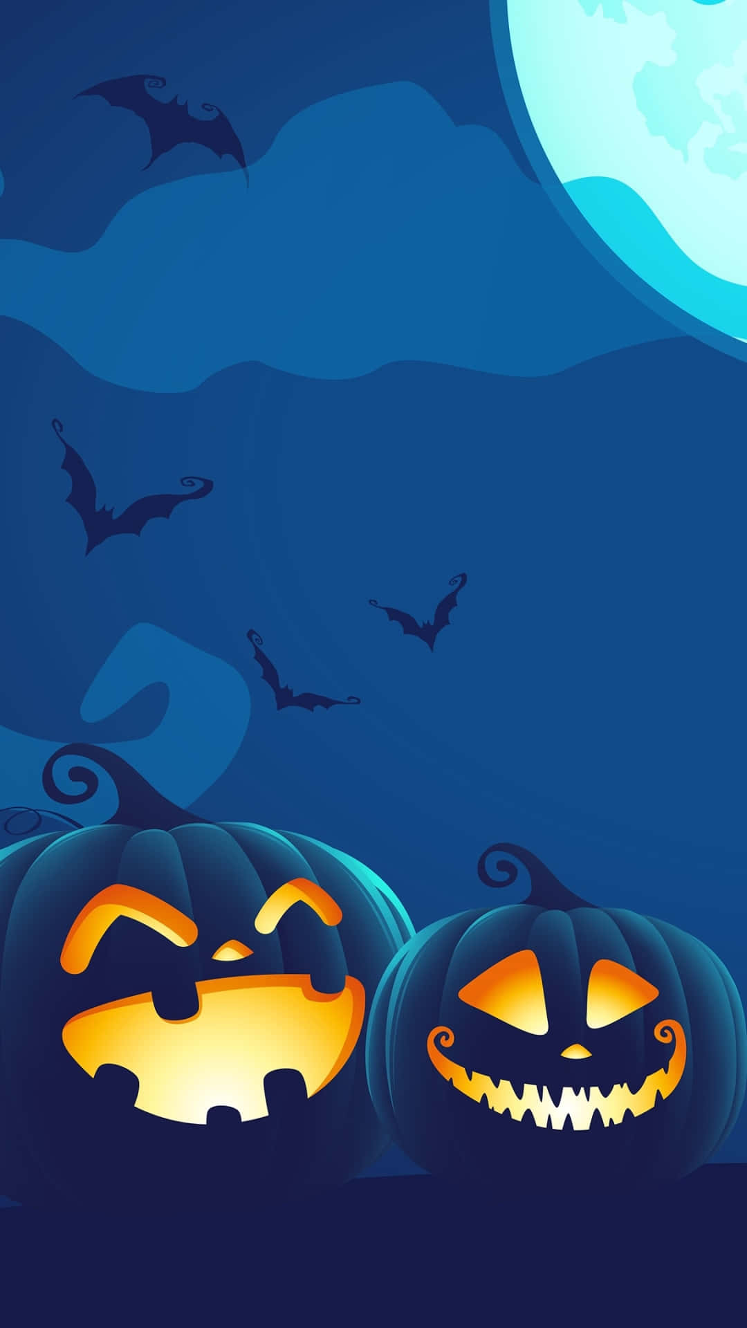Halloween Pumpkin Nighti Phone, jack-o'-lanterns, full moon, Full HD Phone Wallpaper
